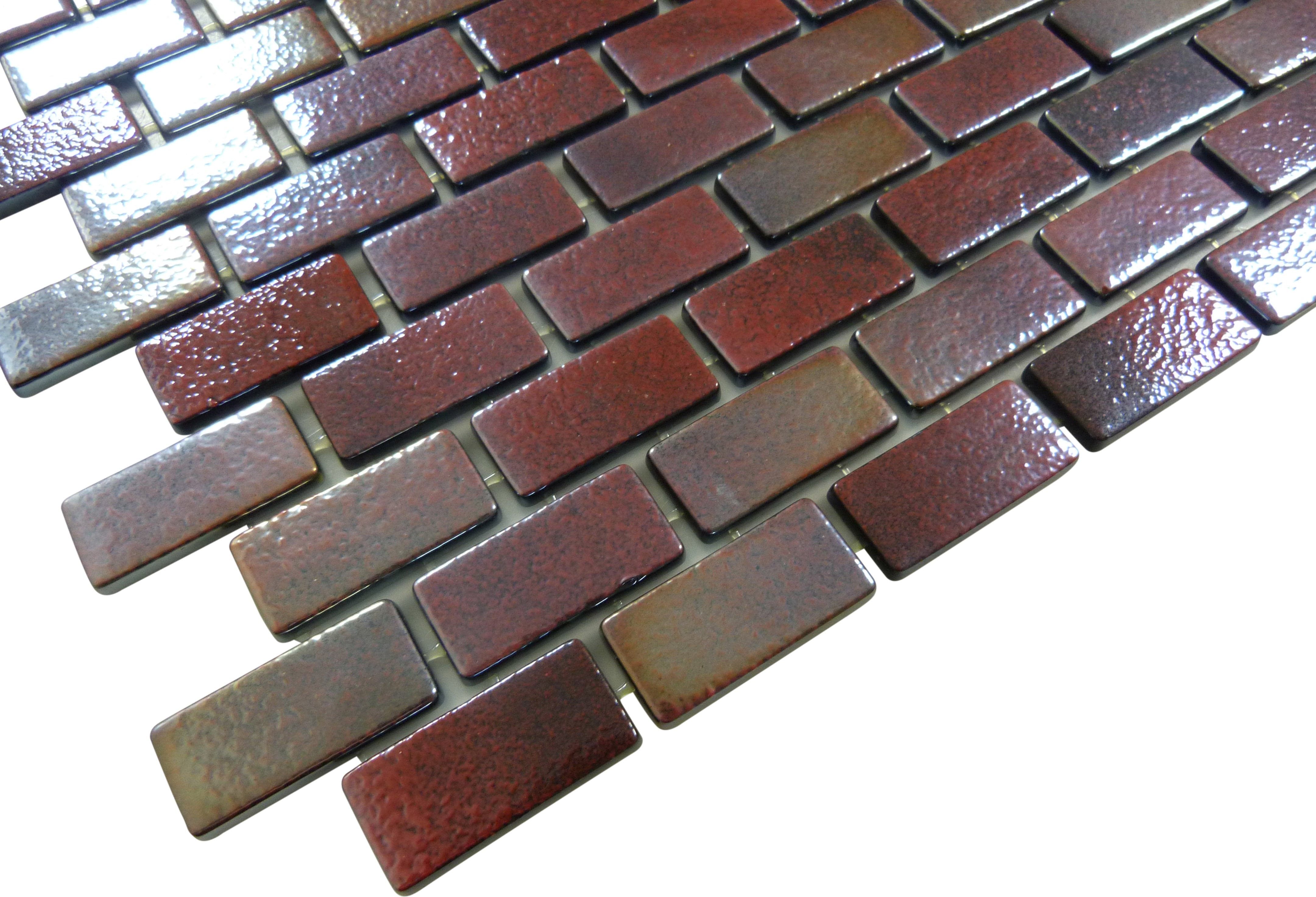 Subway Red Velvet 1x2 Glossy Glass Tile Fusion