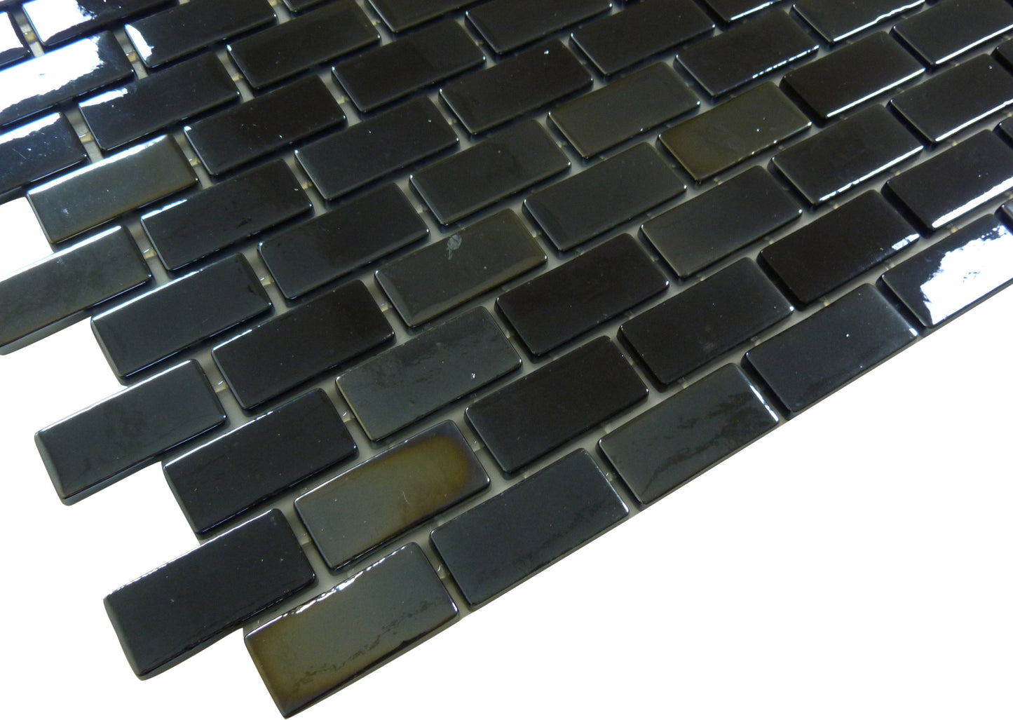 Subway Zombie Black 1x2 Glossy Glass Tile Fusion