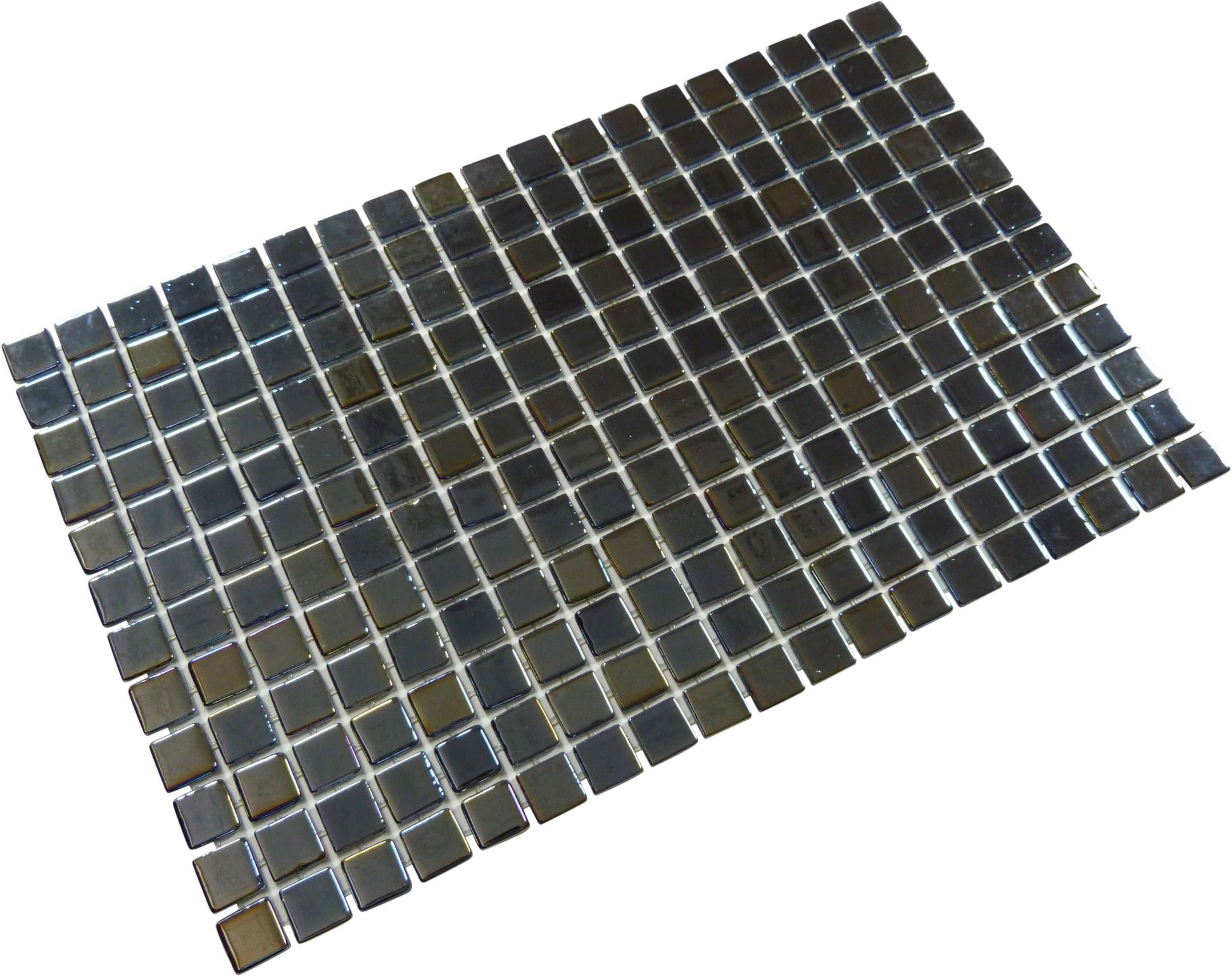 Zombie Black Glossy & Iridescent Glass Pool Tile Fusion