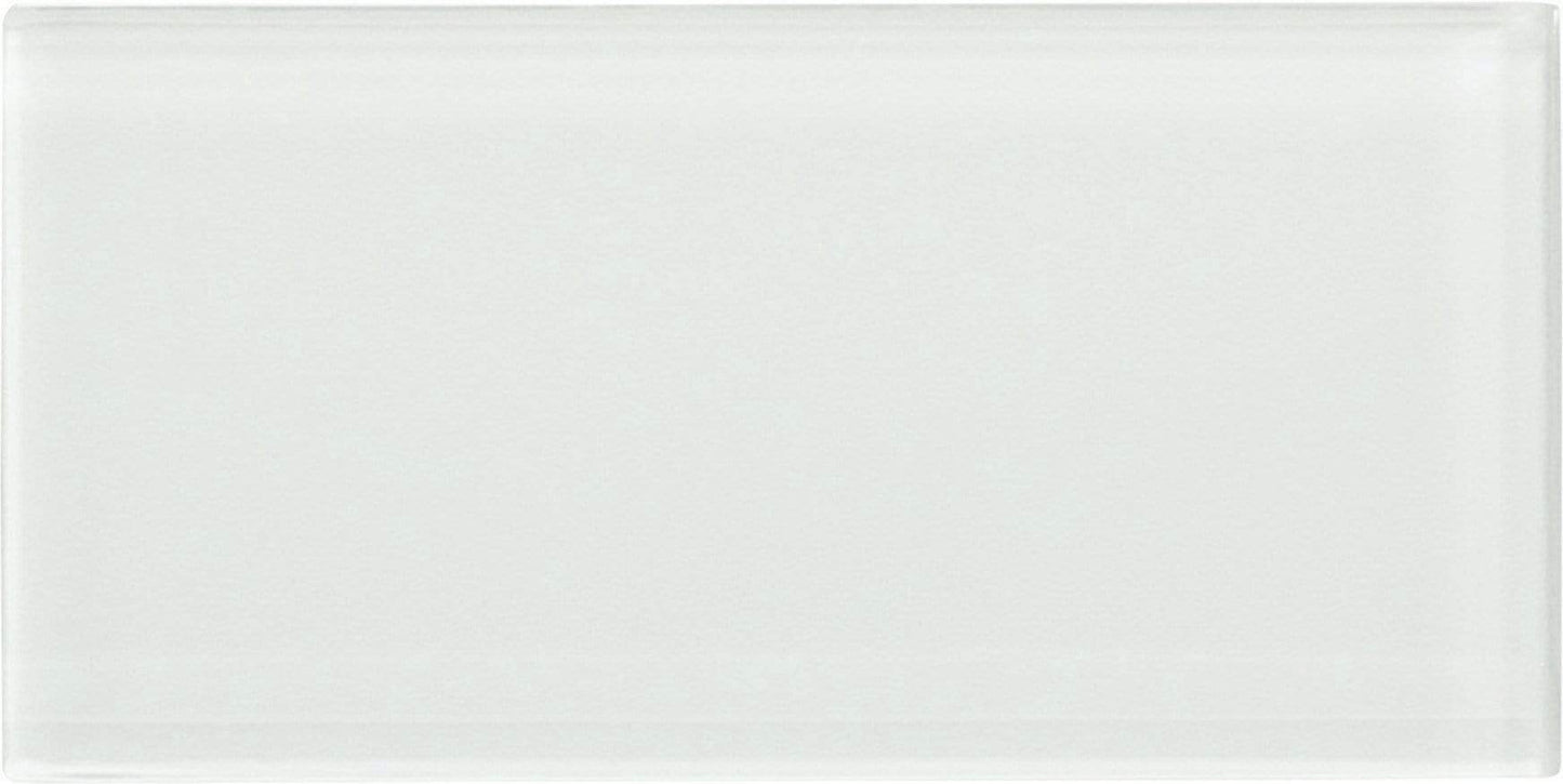 Ice Block White 3'' x 6'' Glossy Glass Subway Tile Horizon Tile