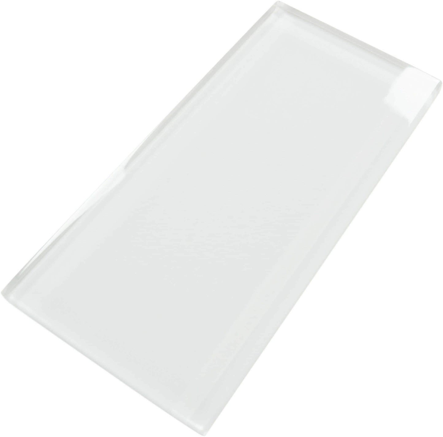 Ice Block White 3'' x 6'' Glossy Glass Subway Tile Horizon Tile