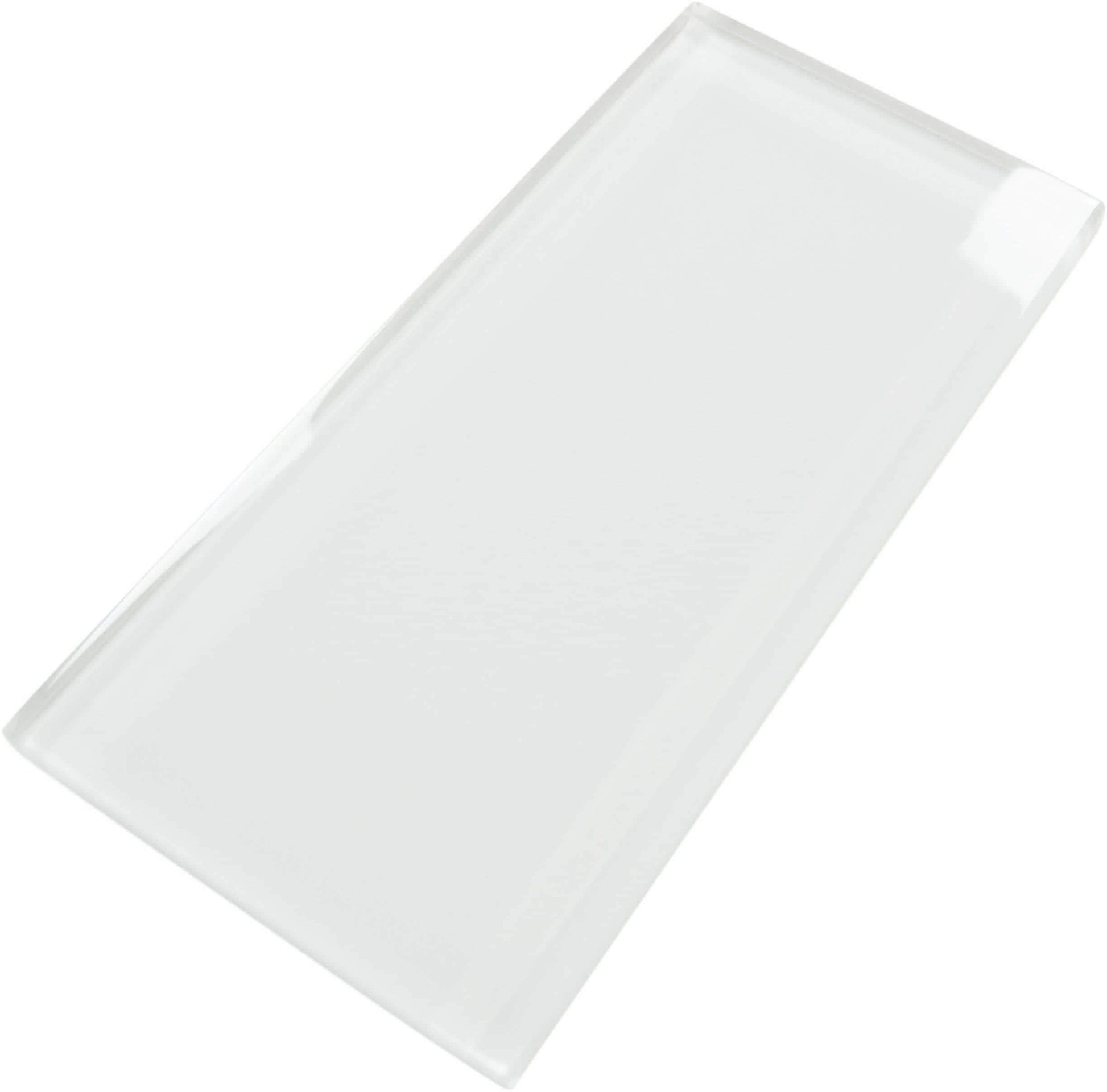 Ice Block White 3'' x 6'' Glossy Glass Subway Tile Horizon Tile