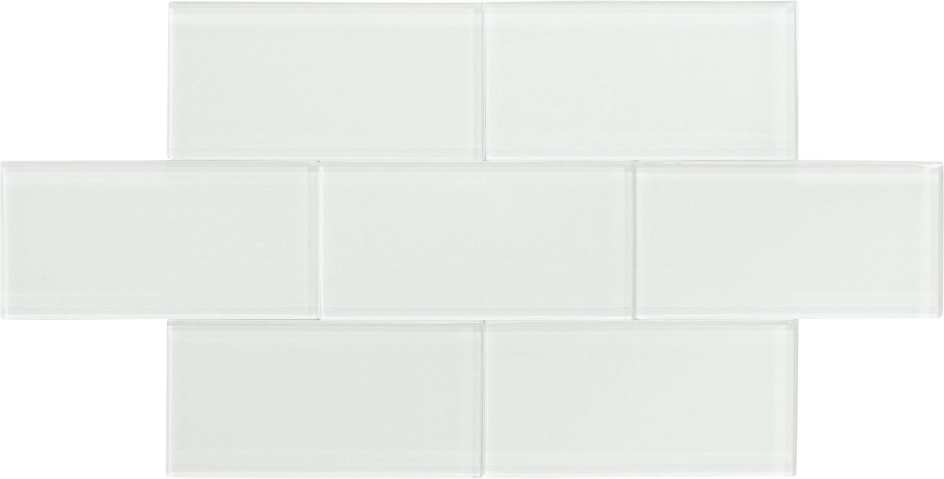 Ice Block White 3'' x 6'' Glossy Glass Subway Tile Horizon Tile