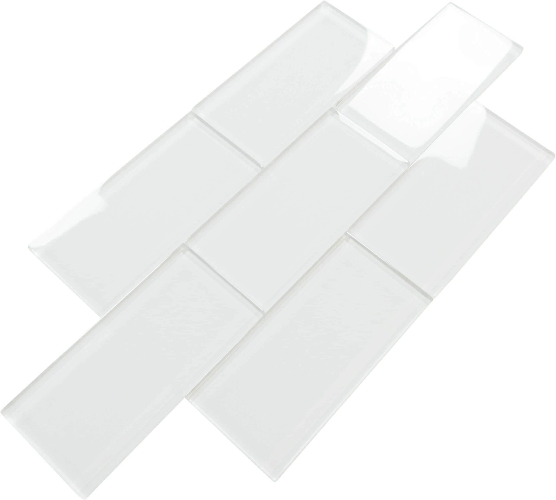 Ice Block White 3'' x 6'' Glossy Glass Subway Tile Horizon Tile