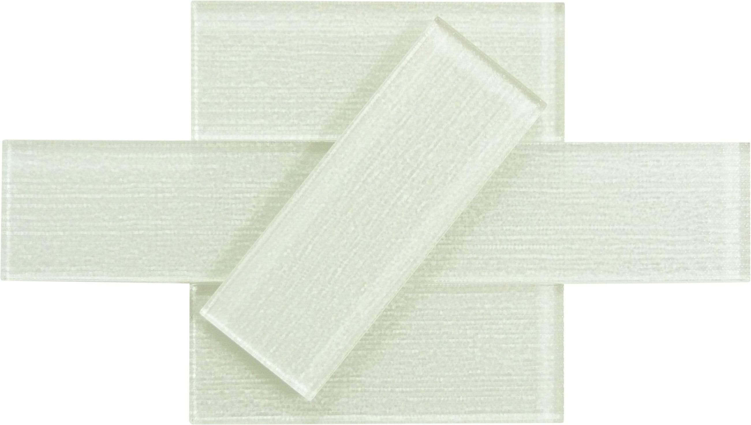 Linen Ice White 3'' x 8'' Glossy Glass Subway Tile Horizon Tile