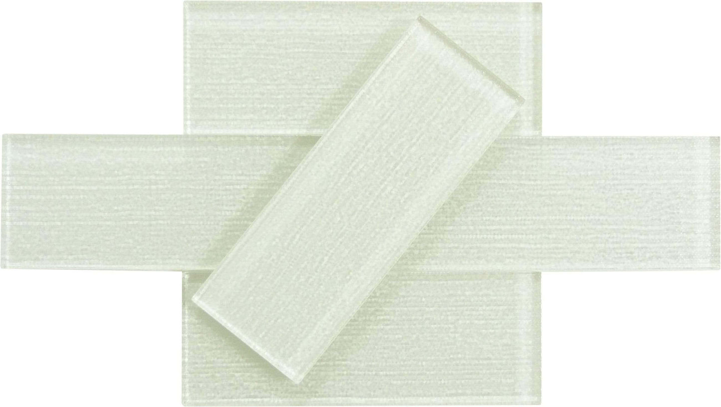 Linen Ice White 3'' x 8'' Glossy Glass Subway Tile Horizon Tile