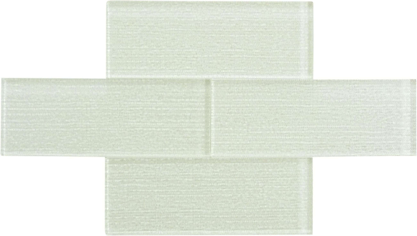 Linen Ice White 3'' x 8'' Glossy Glass Subway Tile Horizon Tile