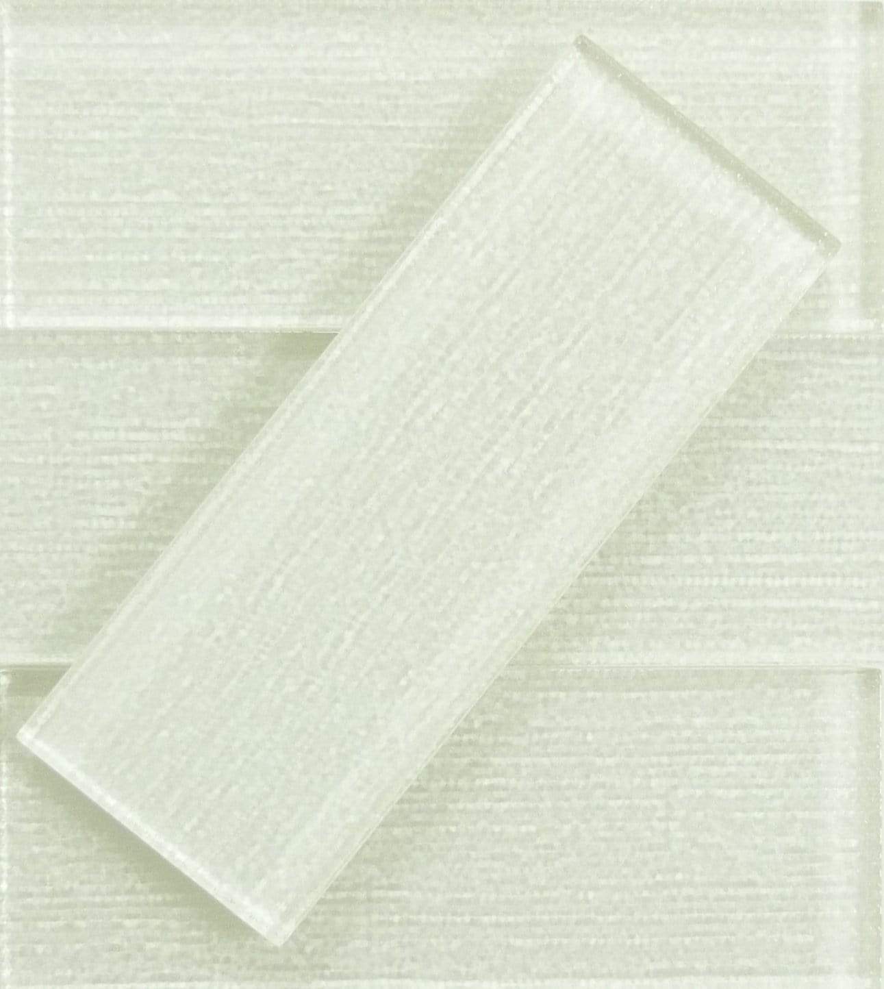 Linen Ice White 3'' x 8'' Glossy Glass Subway Tile Horizon Tile