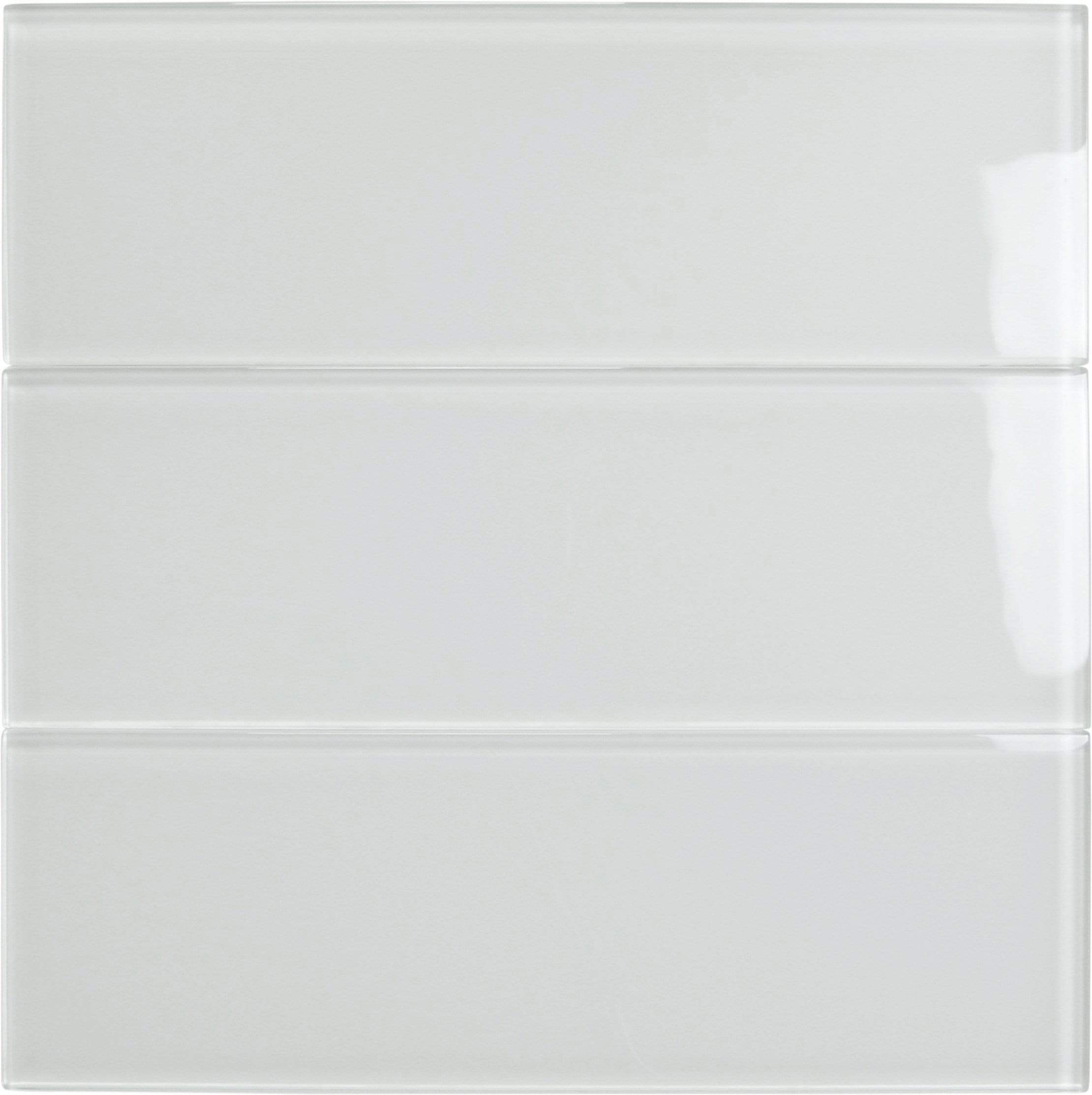 Ice Block White 4'' x 12'' Glossy Glass Subway Tile Horizon Tile