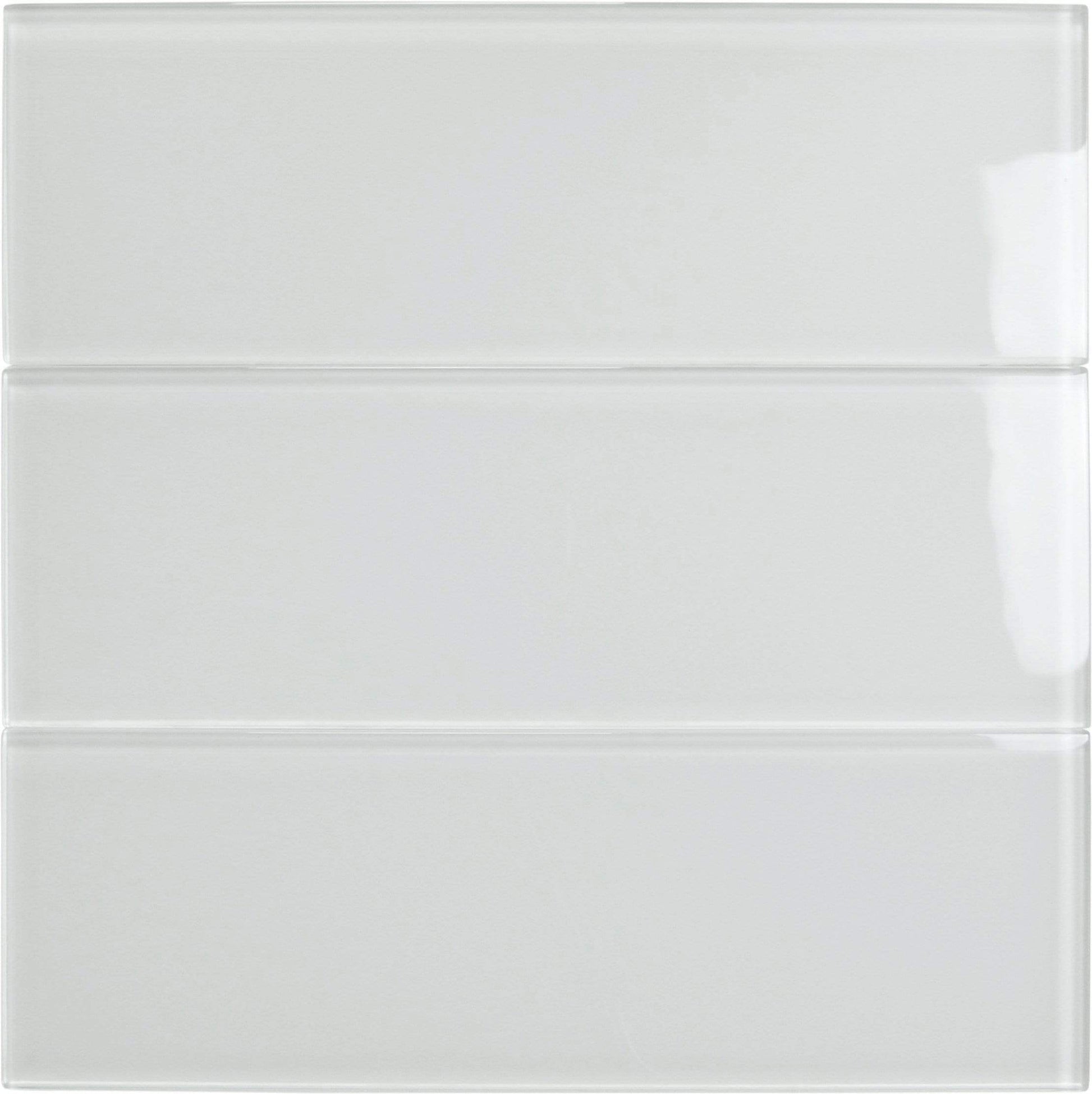 Ice Block White 4'' x 12'' Glossy Glass Subway Tile Horizon Tile