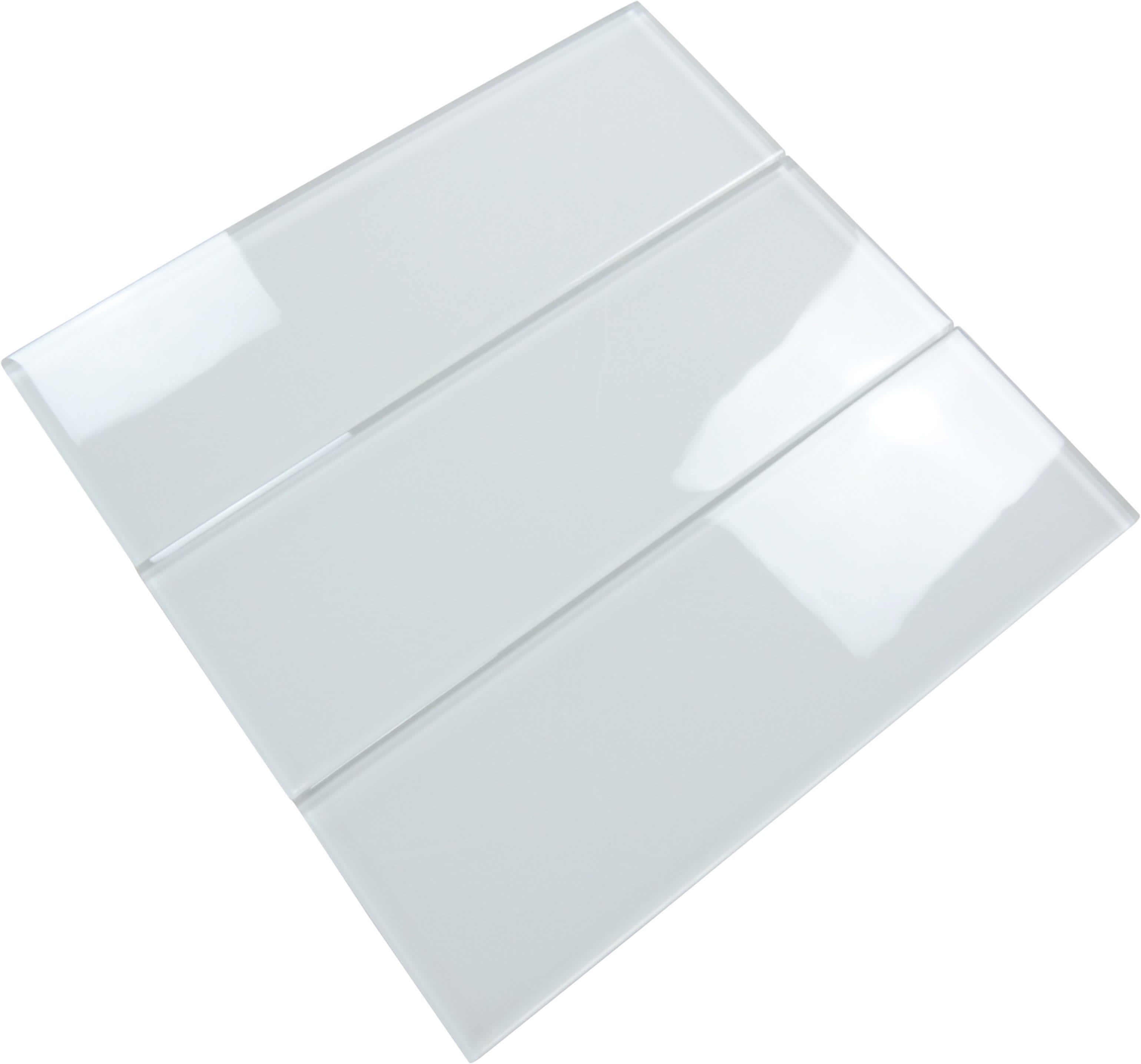 Ice Block White 4'' x 12'' Glossy Glass Subway Tile Horizon Tile