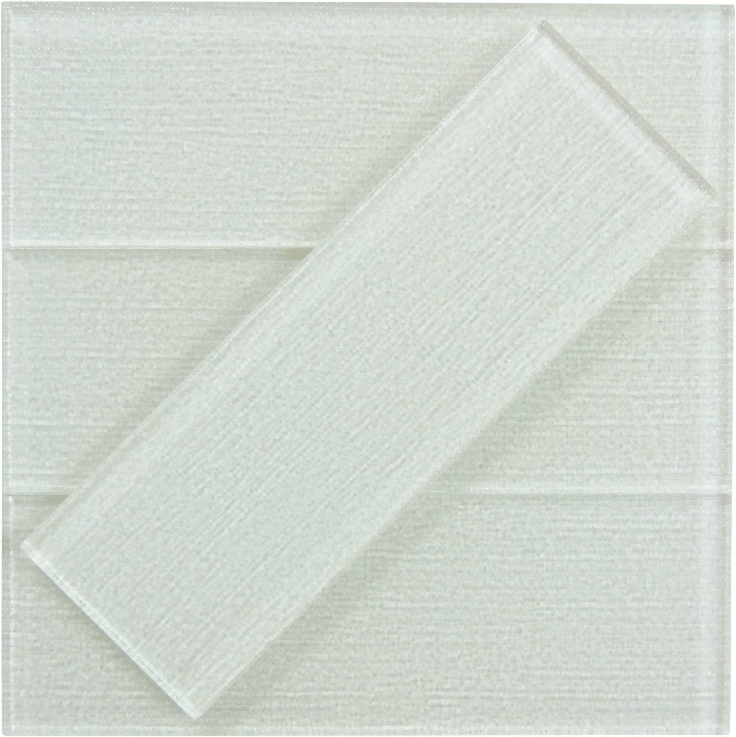 Linen Ice White 4'' x 12'' Glossy Glass Subway Tile Horizon Tile