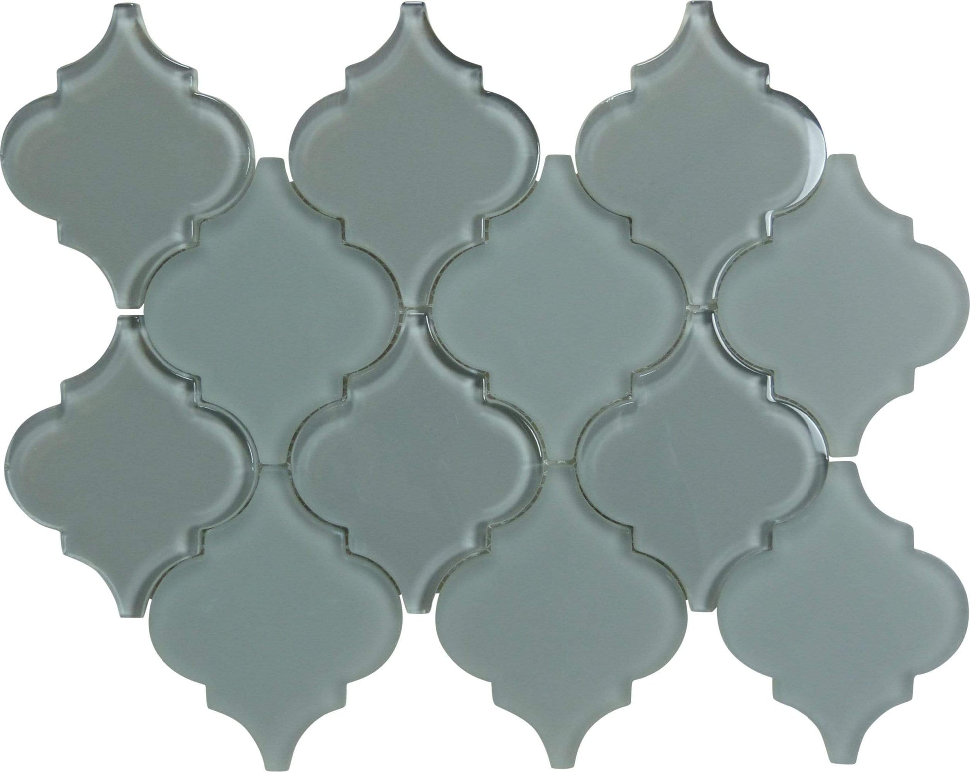 Arabesque Grey Lantern Glossy & Frosted Glass Tile Horizon Tile