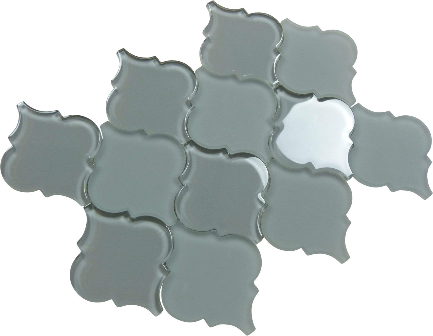 Arabesque Grey Lantern Glossy & Frosted Glass Tile Horizon Tile