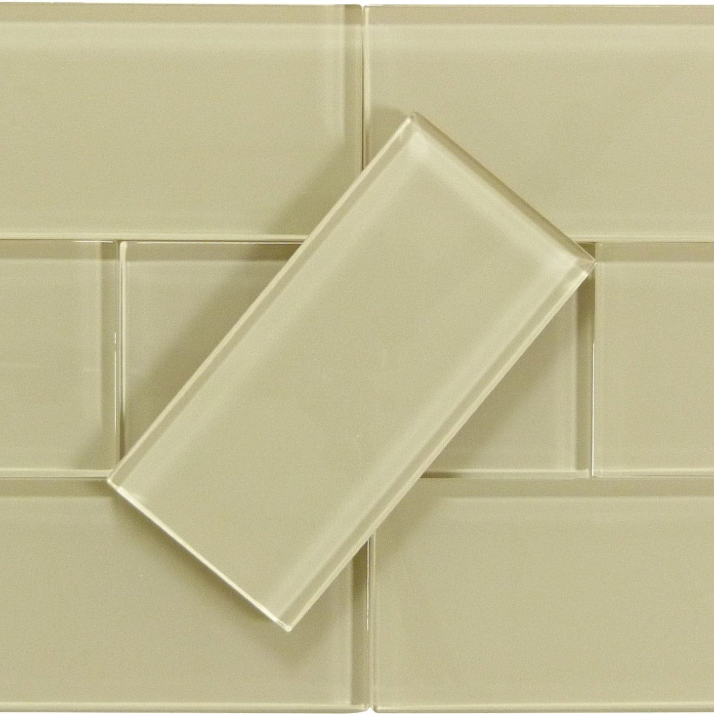 Nude Beige 3'' x 6'' Subway Glass Subway Tile Horizon Tile