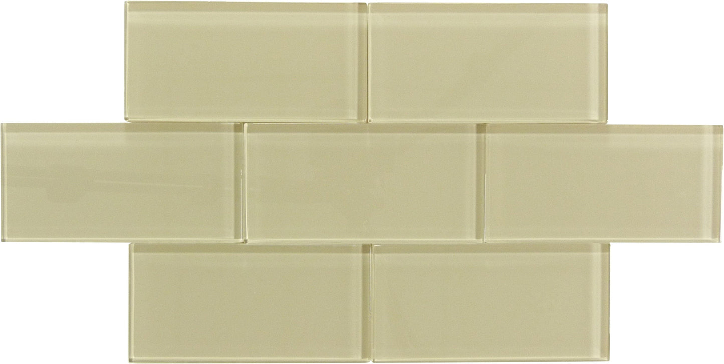 Nude Beige 3'' x 6'' Subway Glass Subway Tile Horizon Tile