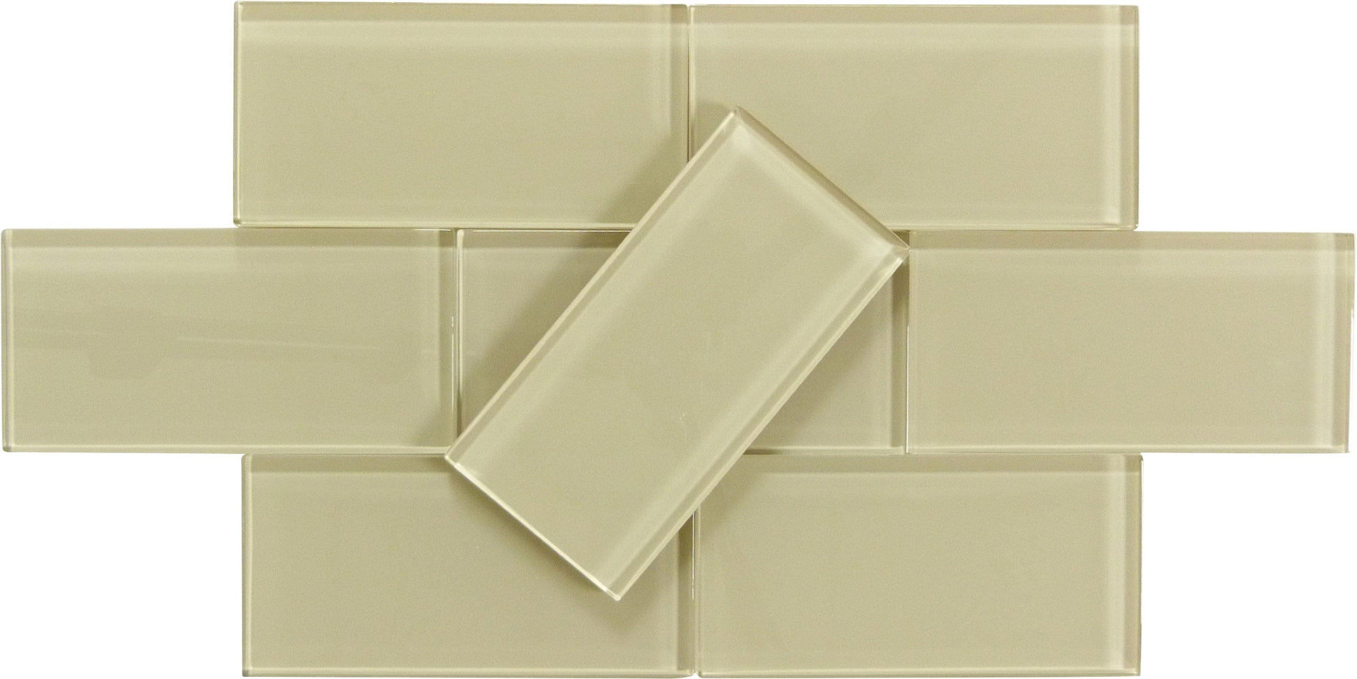 Nude Beige 3'' x 6'' Subway Glass Subway Tile Horizon Tile