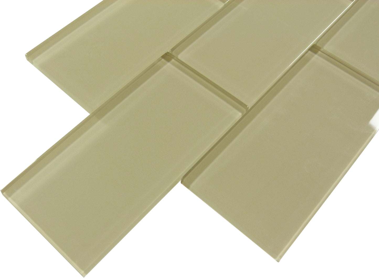 Nude Beige 3'' x 6'' Subway Glass Subway Tile Horizon Tile