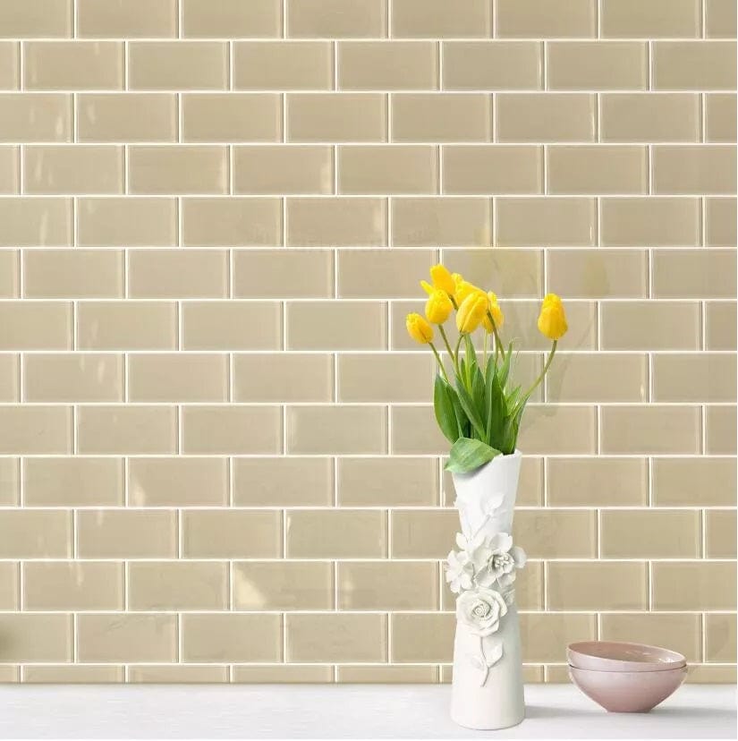 Nude Beige 3x6 Subway Glass Subway Tile Horizon Tile