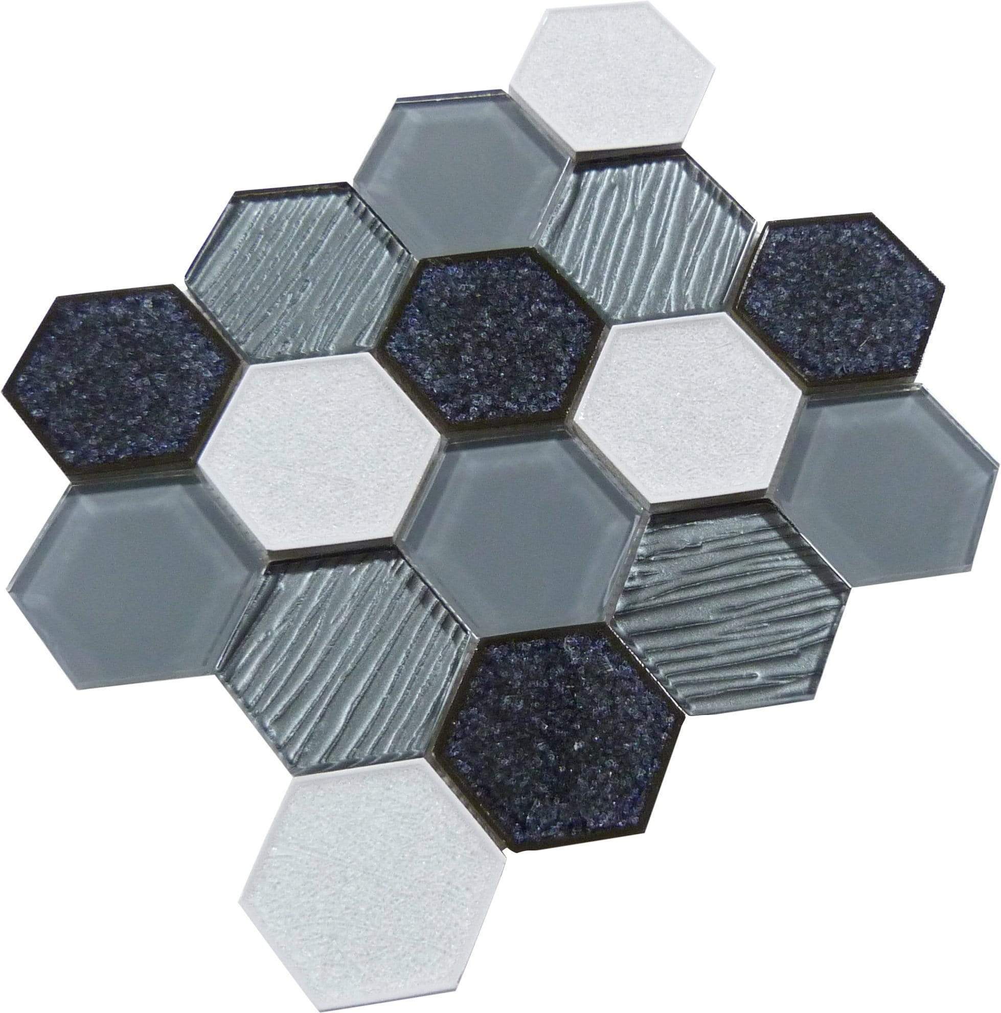 Palladian Grey Hexagon Crackled Glass Tile Horizon Tile