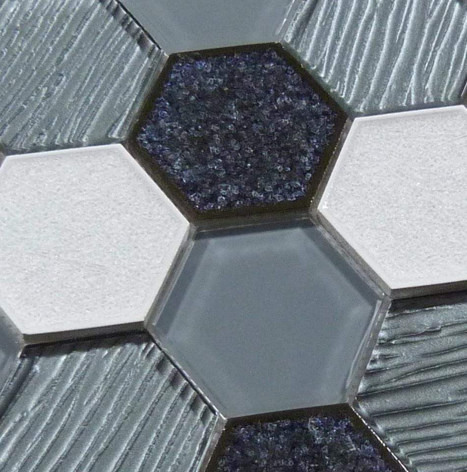 Palladian Grey Hexagon Crackled Glass Tile Horizon Tile