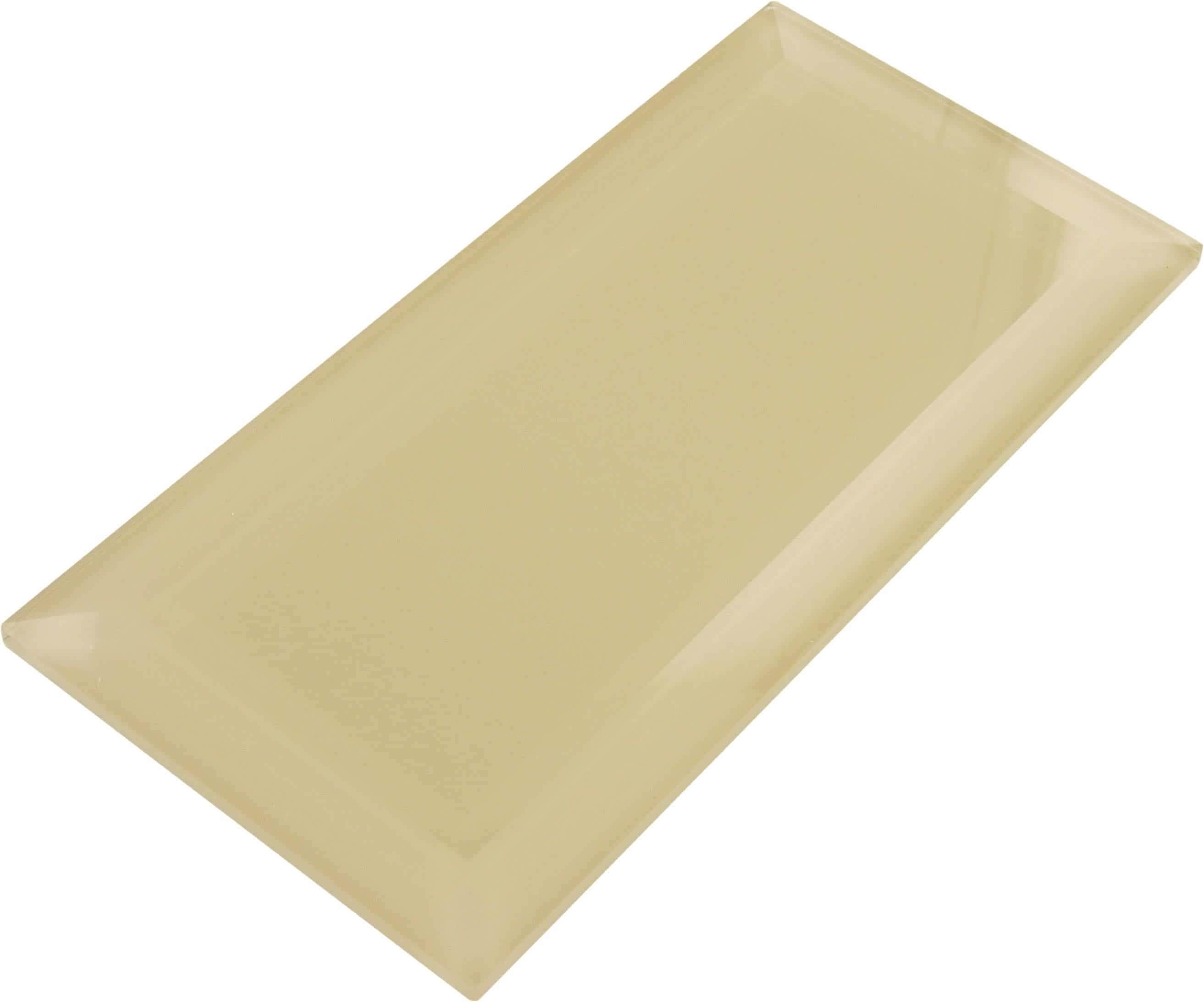 Bevel Nude Block Beige 4'' x 8'' Glossy Glass Subway Tile Horizon Tile