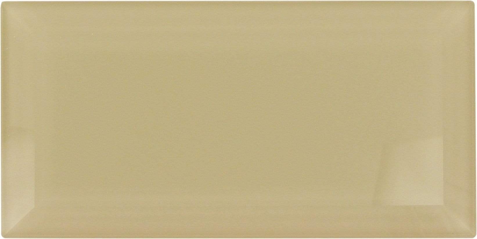 Bevel Nude Block Beige 4'' x 8'' Glossy Glass Subway Tile Horizon Tile