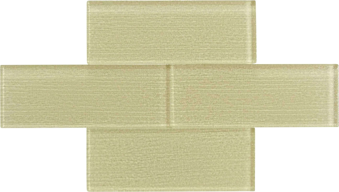 Linen Beige 3'' x 8'' Glossy Glass Subway Tile Horizon Tile