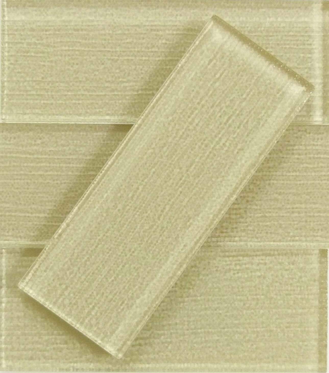 Linen Beige 3'' x 8'' Glossy Glass Subway Tile Horizon Tile