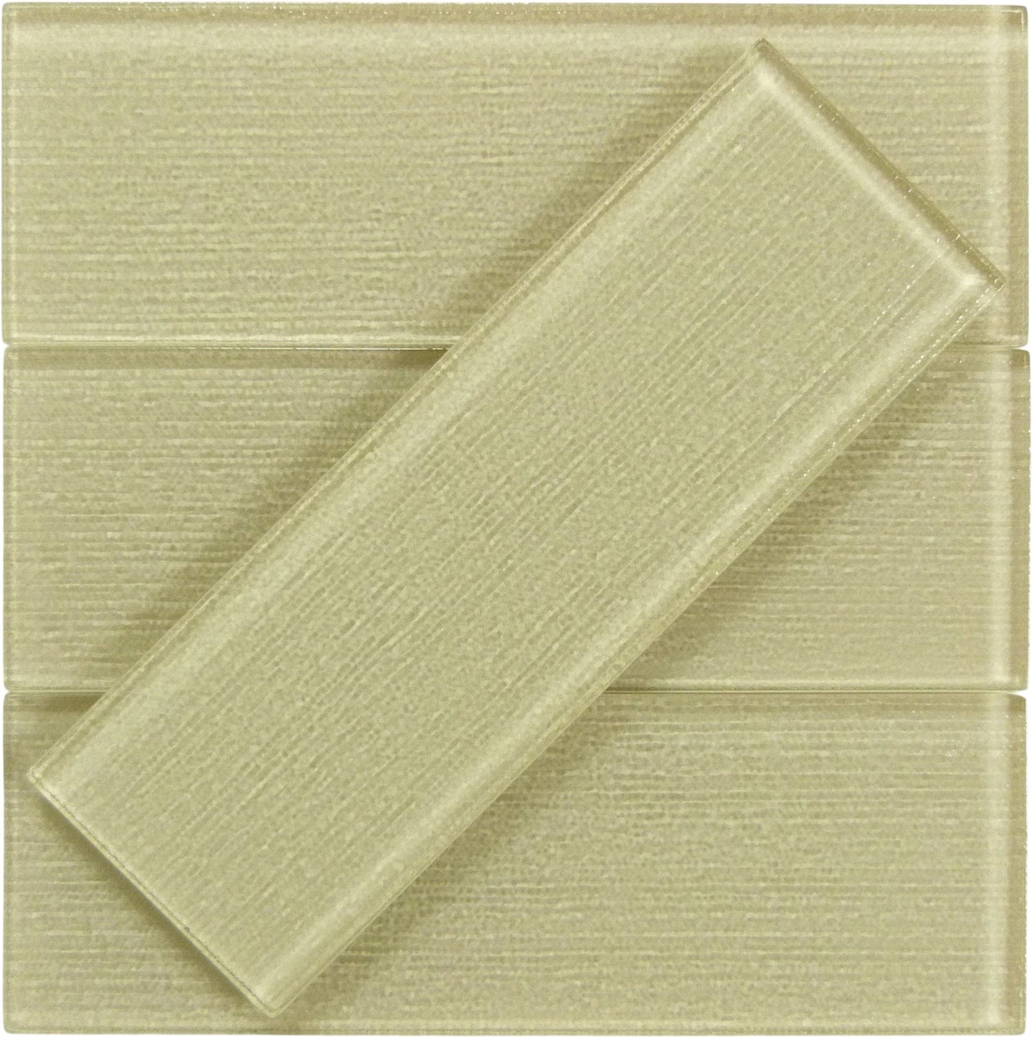 Linen Beige 4'' x 12'' Glossy Glass Subway Tile Horizon Tile