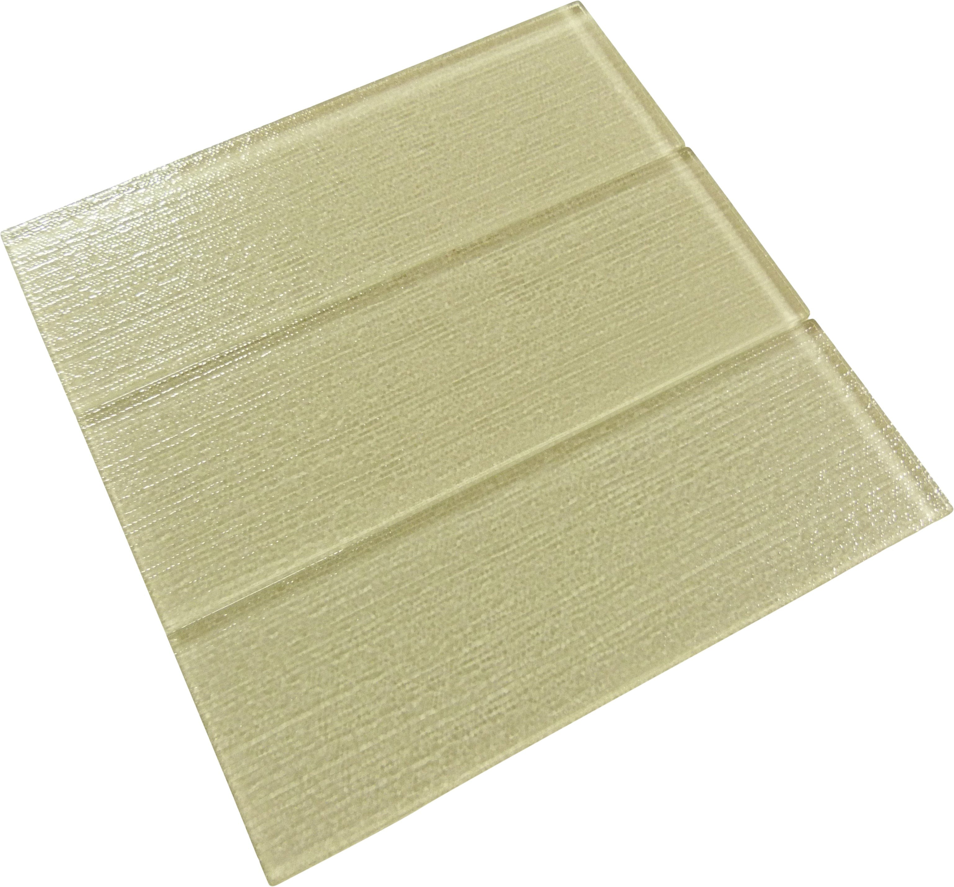 Linen Beige 4'' x 12'' Glossy Glass Subway Tile Horizon Tile