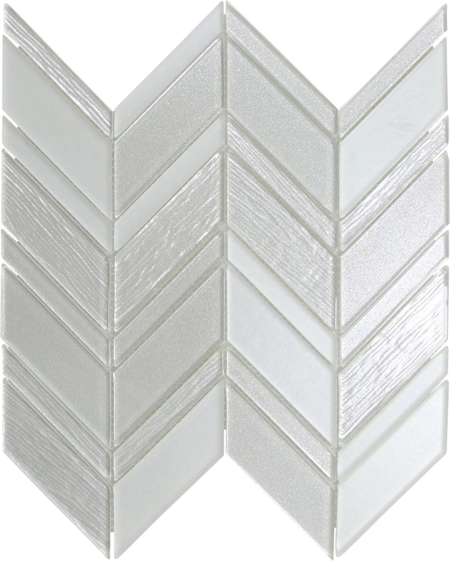 Metallic White Chevron Frosted and Glossy Glass Tile Horizon Tile