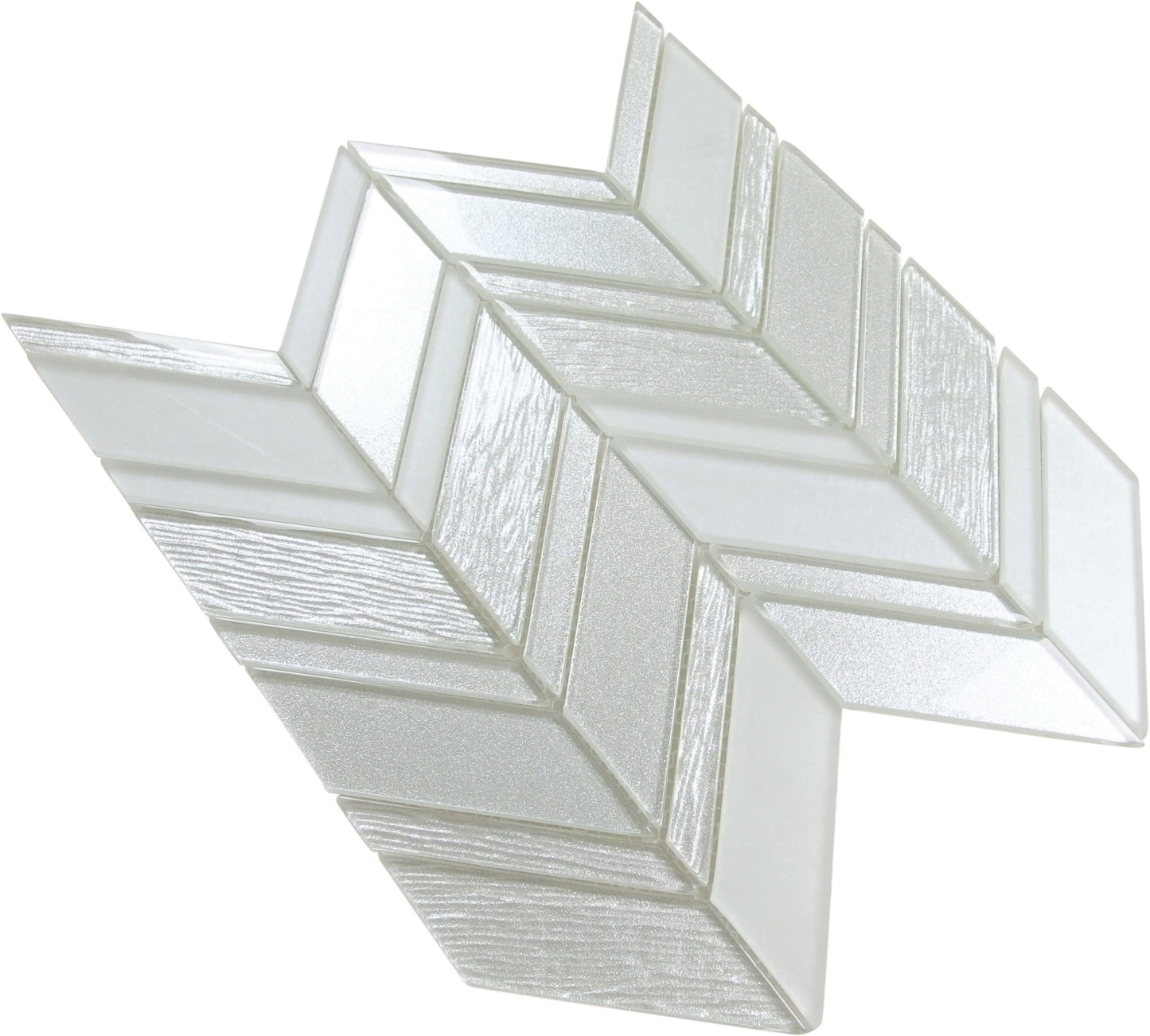 Metallic White Chevron Frosted and Glossy Glass Tile Horizon Tile