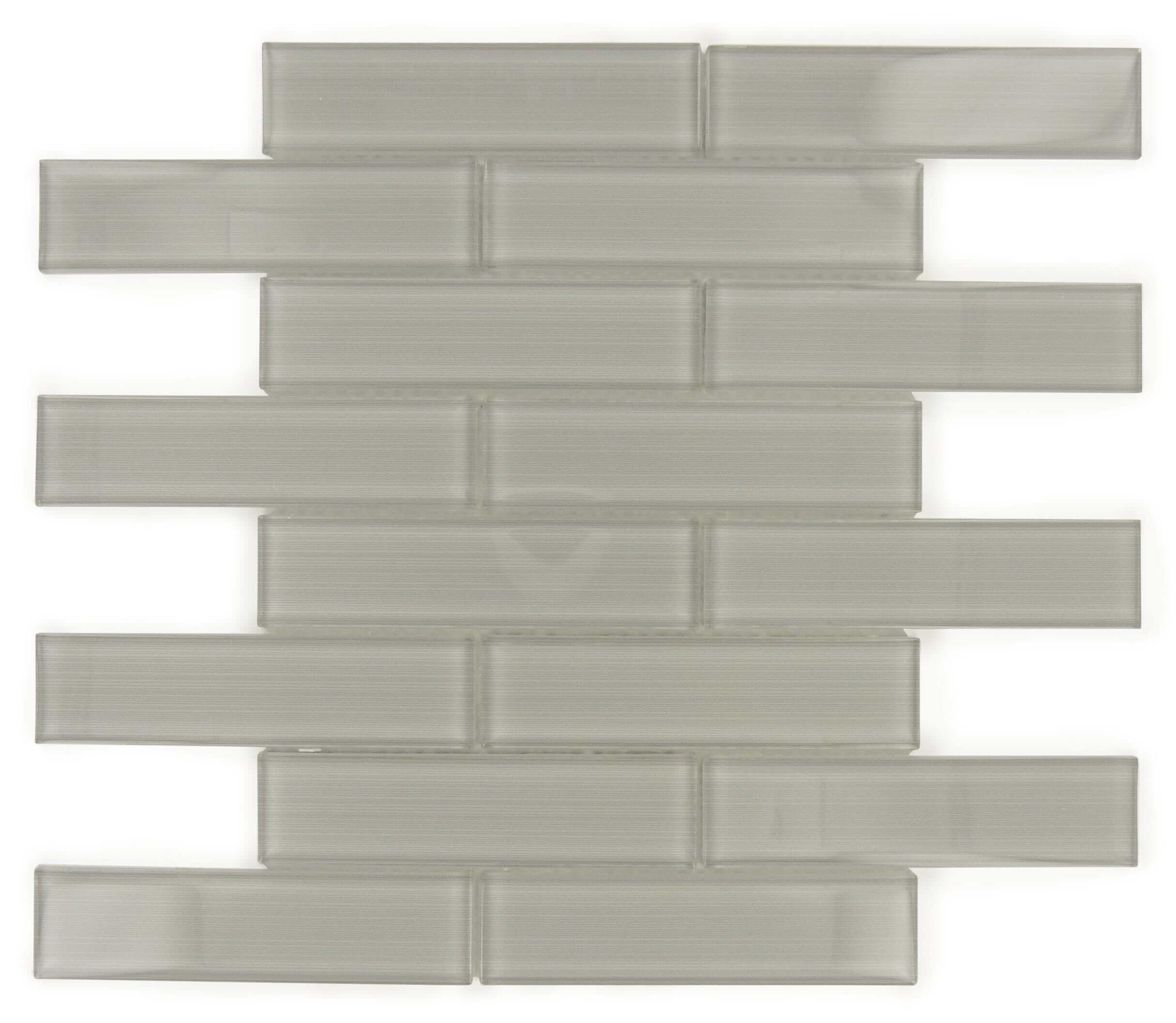 Grey Mini Subway Streak Glossy Glass Subway Tile Horizon Tile