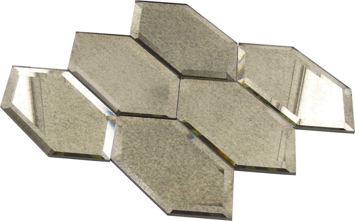 Beveled Stretched Antique Hexagon Mirror Glass Tile Horizon Tile