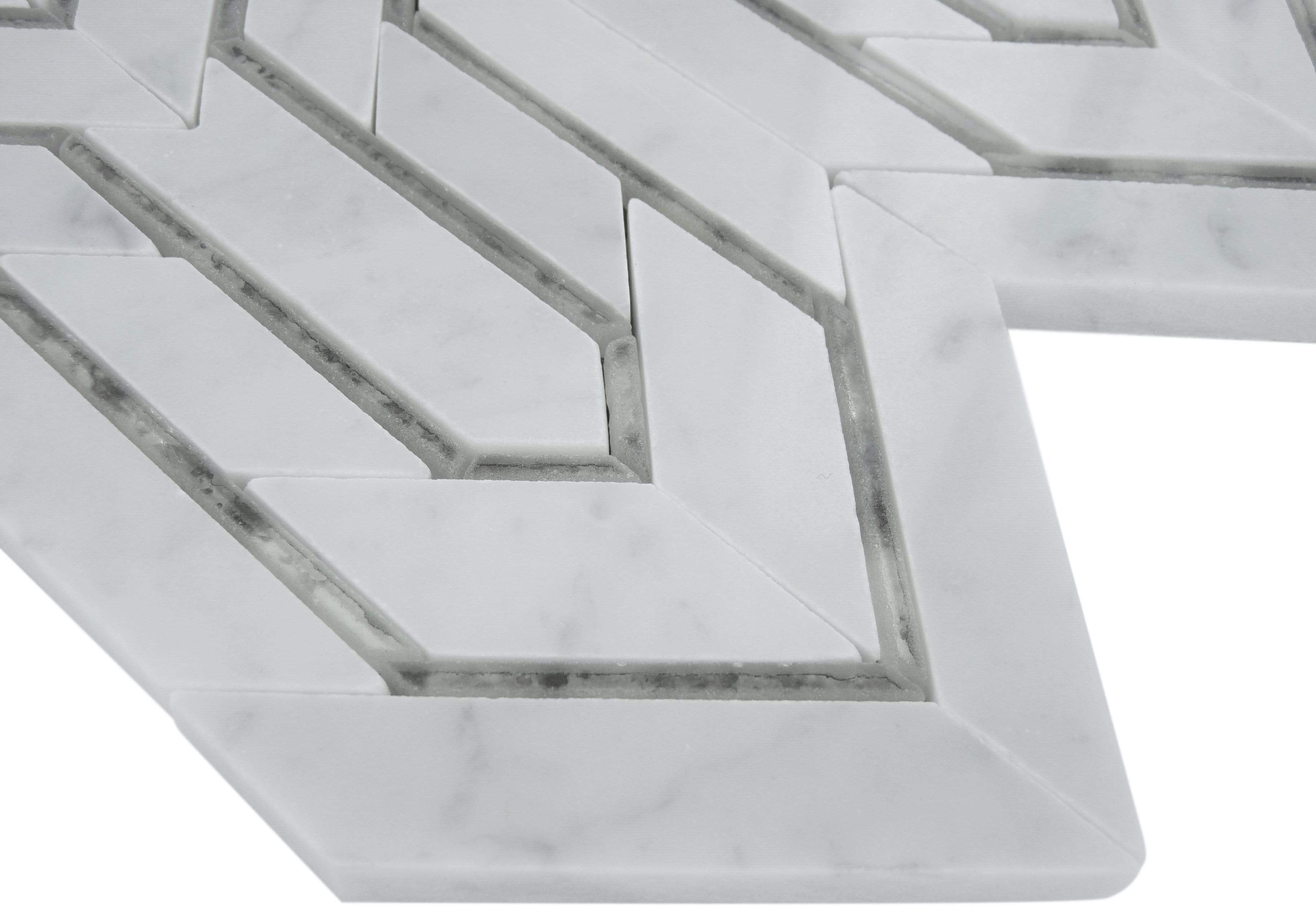 Tri Contour Carara & Antique Mirror Tile Horizon Tile