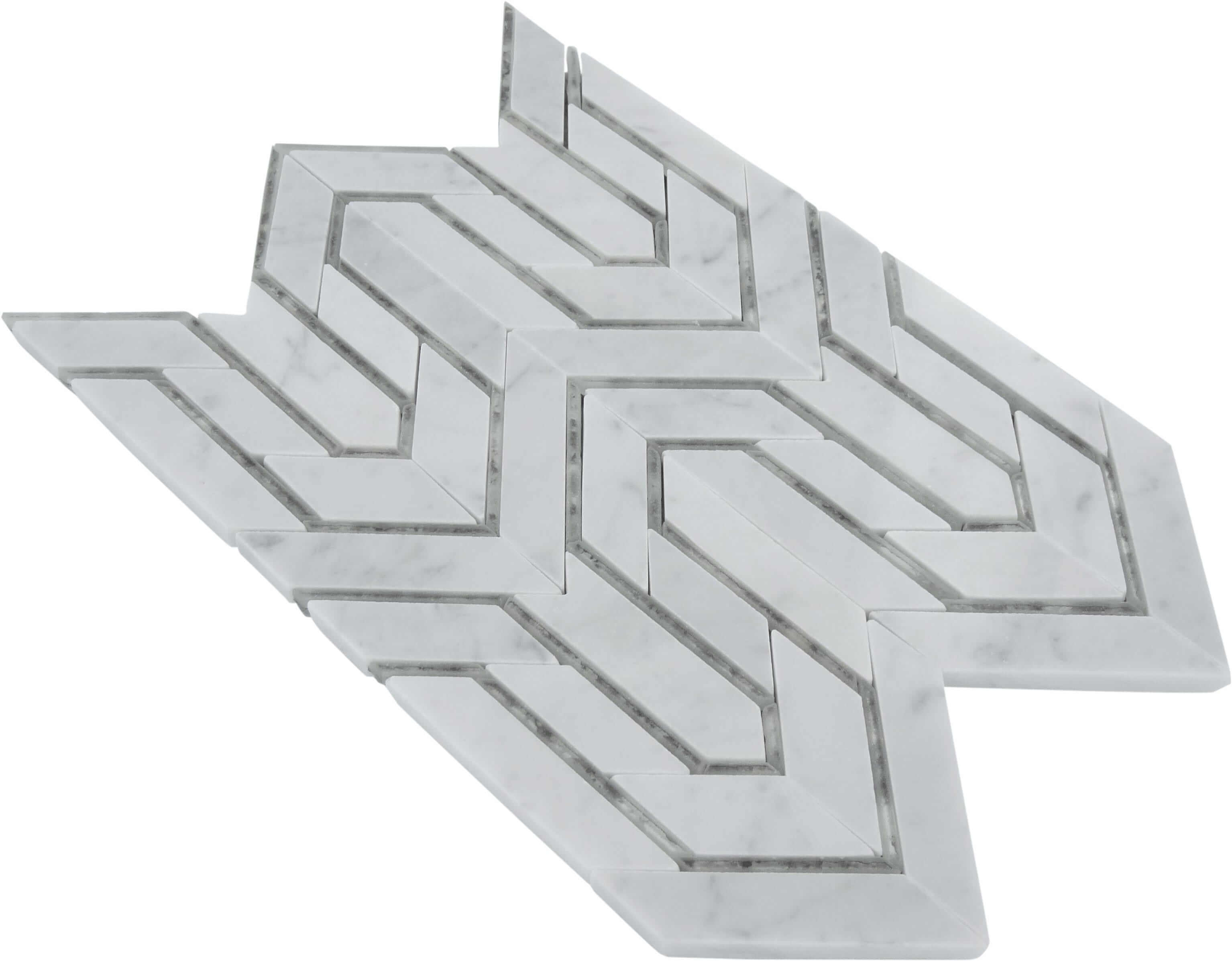 Tri Contour Carara & Antique Mirror Tile Horizon Tile