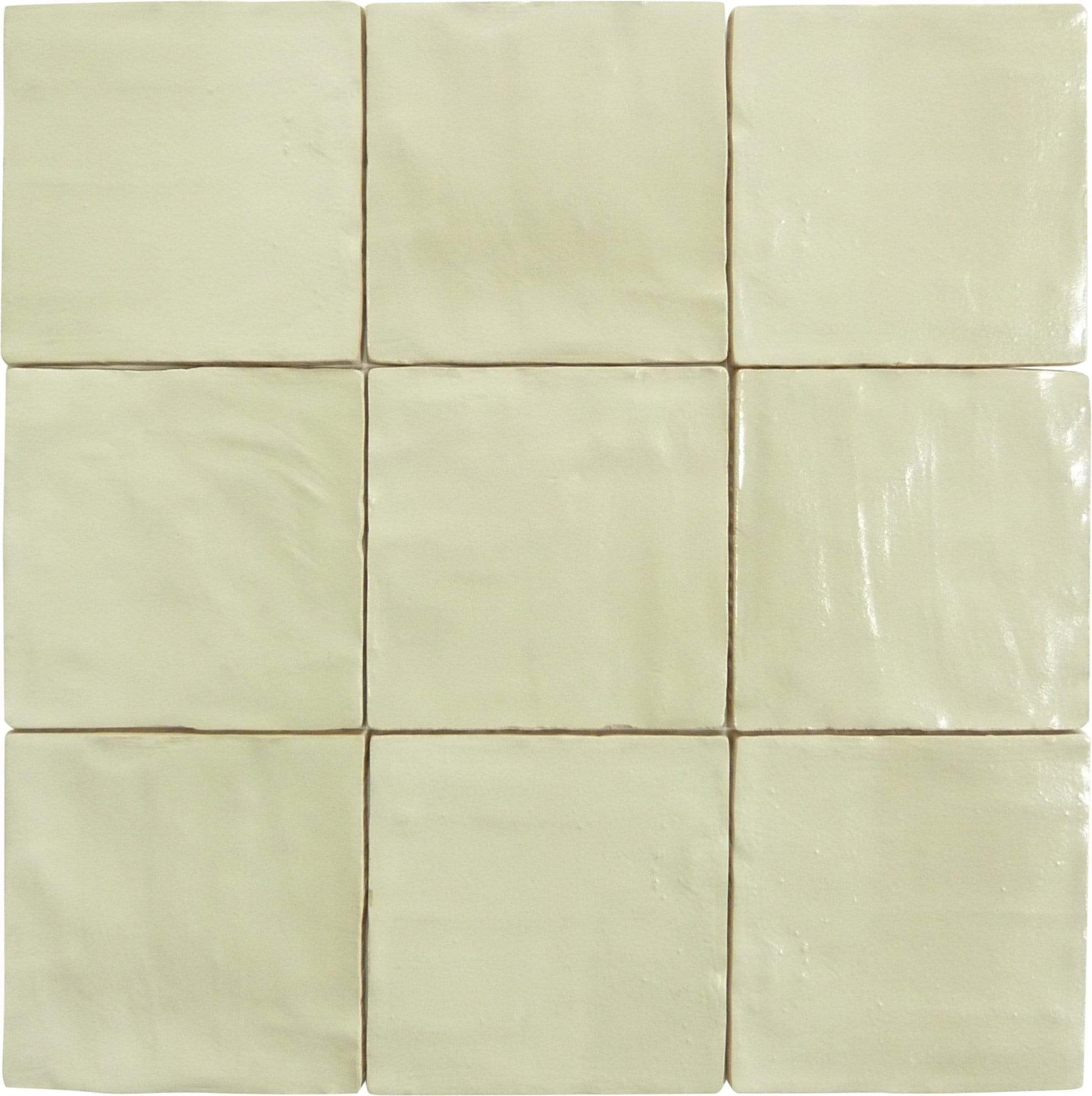 Jubilee Irresistible Ivory 4" x 4" Square Shimmer Ceramic Tile Matrix Mosaics