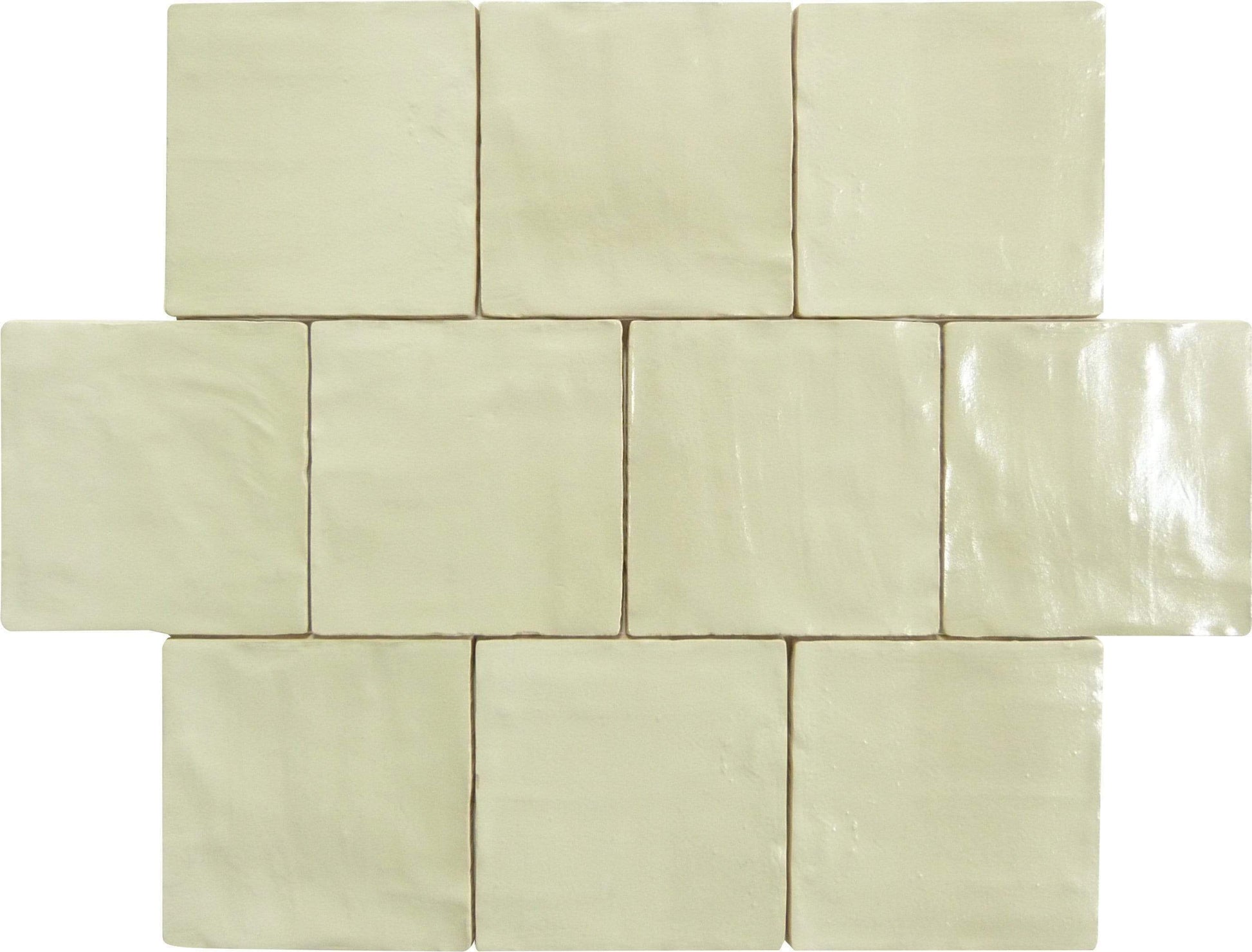 Jubilee Irresistible Ivory 4" x 4" Square Shimmer Ceramic Tile Matrix Mosaics