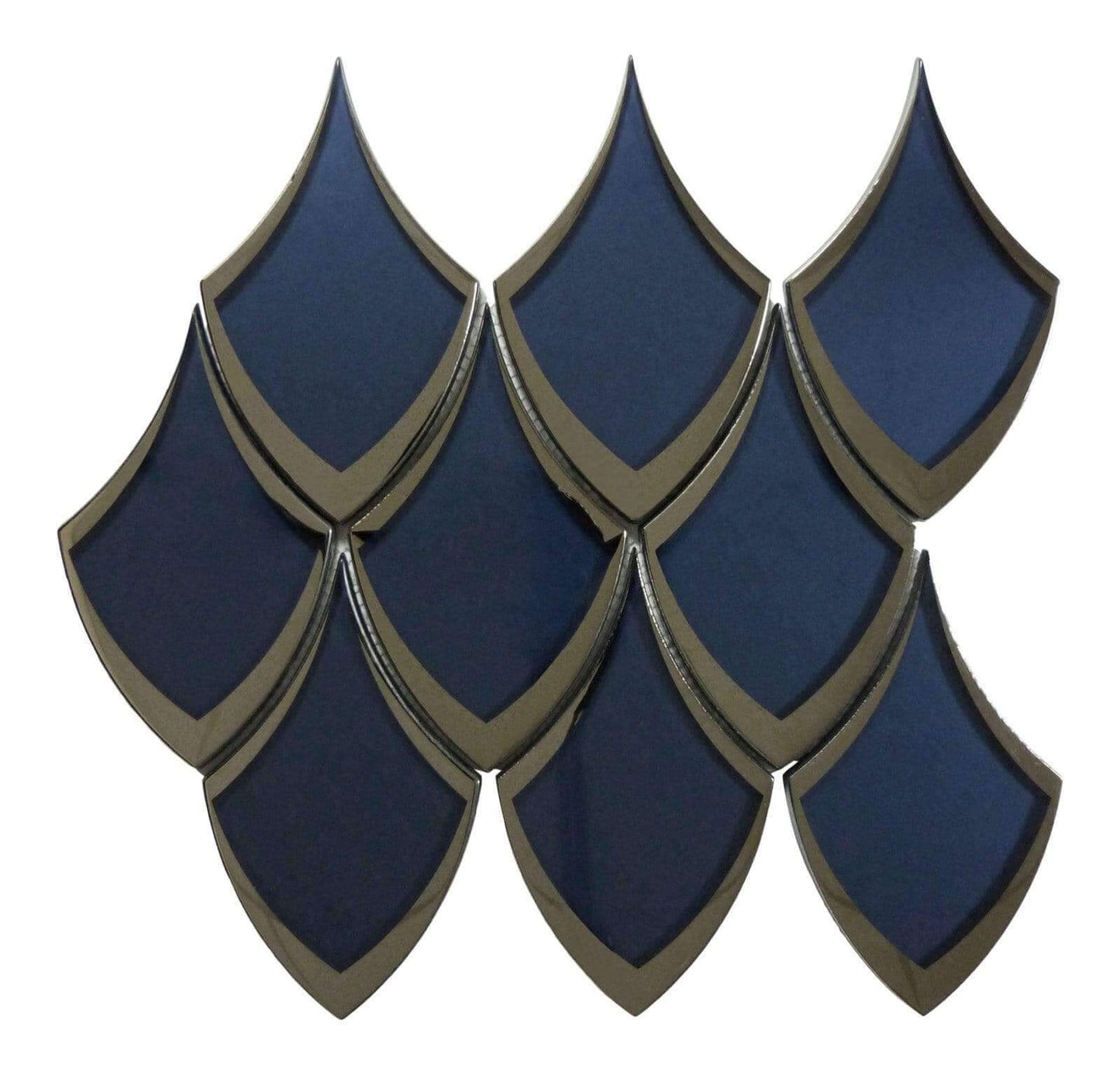 Castle Fort Brilliant Blue Dragon Scale Glossy Glass Tile Matrix Mosaics