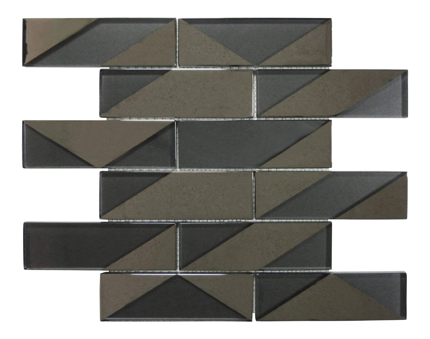 Castle Fort Gunmetal Grey Glossy Glass Subway Tile Matrix Mosaics