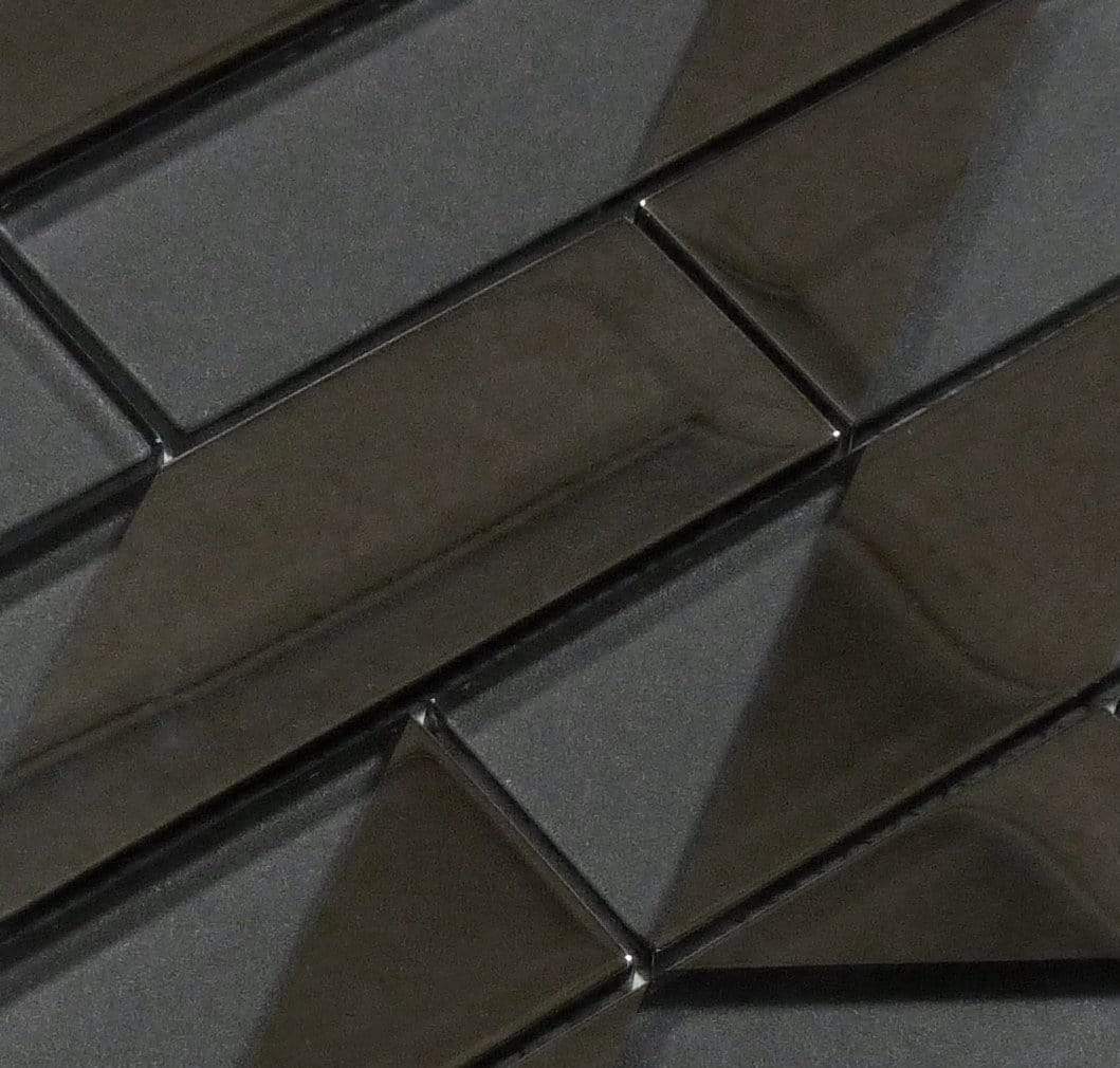 Castle Fort Gunmetal Grey Glossy Glass Subway Tile Matrix Mosaics