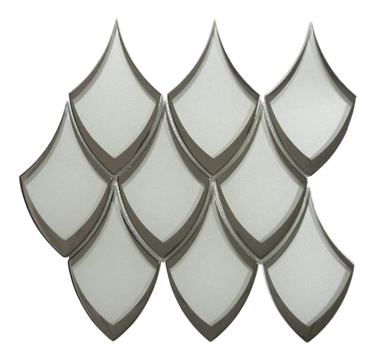 Castle Fort Pacific Pearl White Dragon Scale Glossy Glass Tile Matrix Mosaics