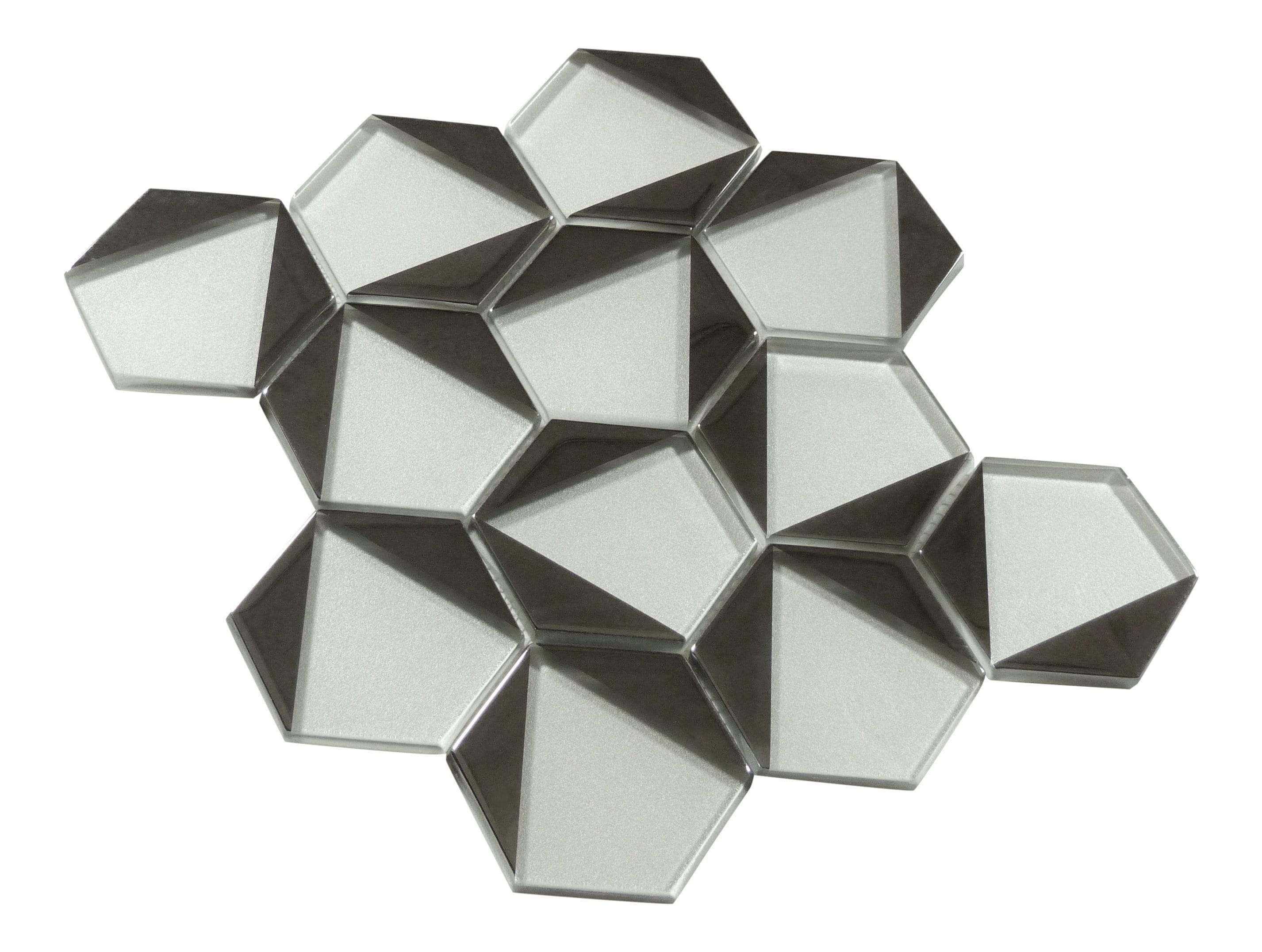 Castle Fort Pacific Pearl White Hexagon Glossy Glass Tile Matrix Mosaics