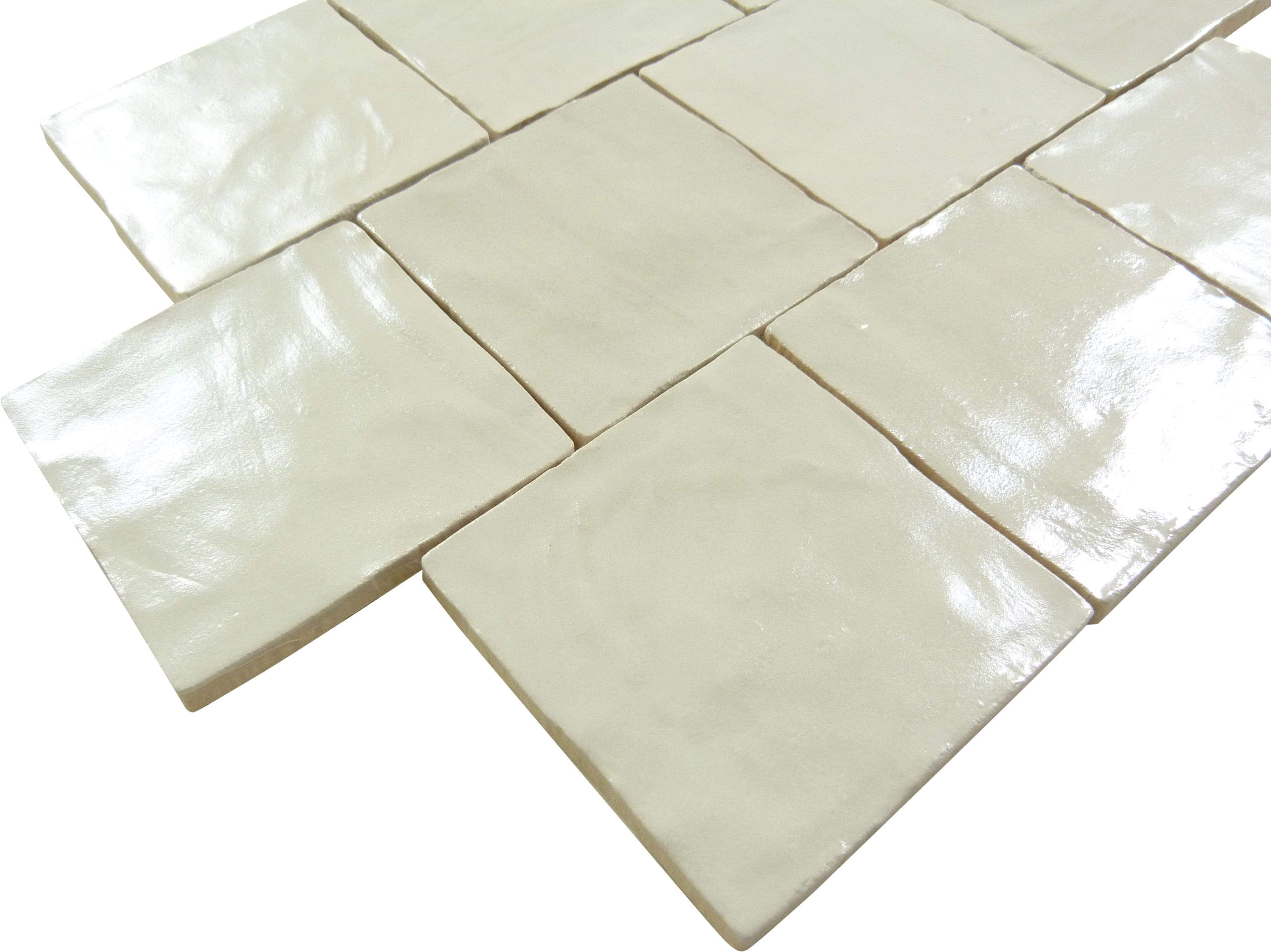 Jubilee Cream Puff 4" x 4" Square Shimmer Ceramic Tile Matrix Mosaics