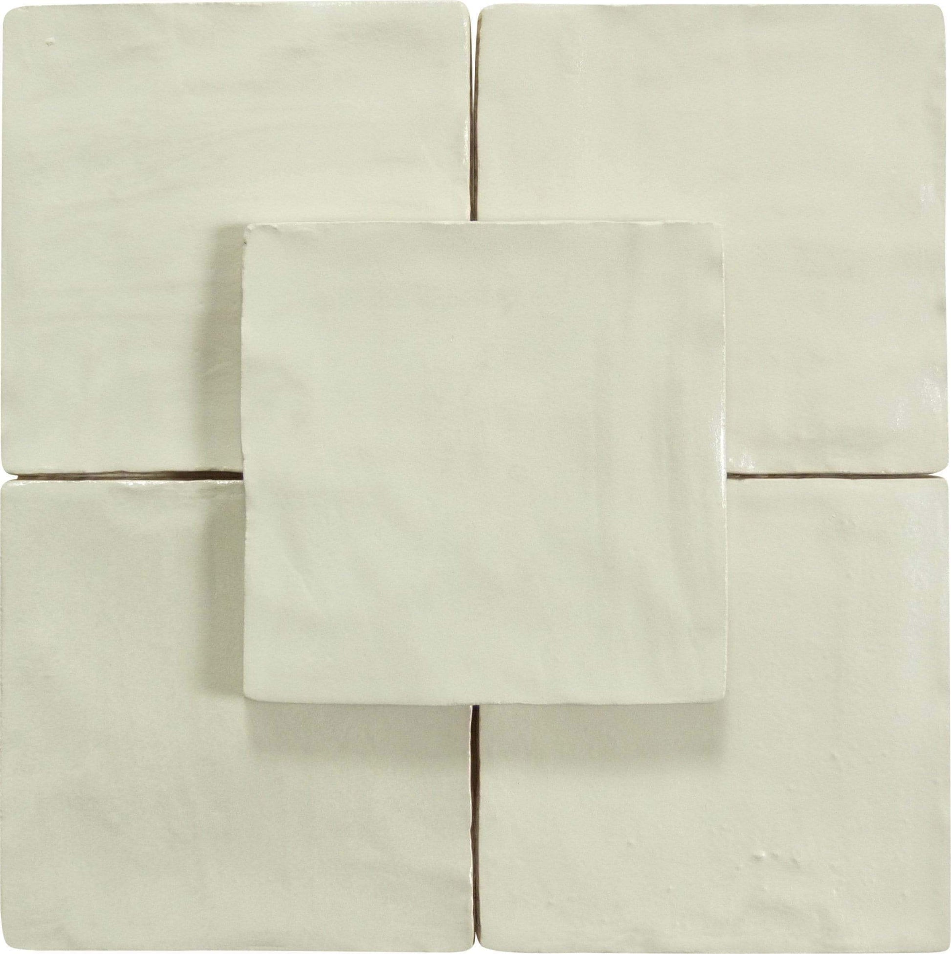 Jubilee Cream Puff 4" x 4" Square Shimmer Ceramic Tile Matrix Mosaics