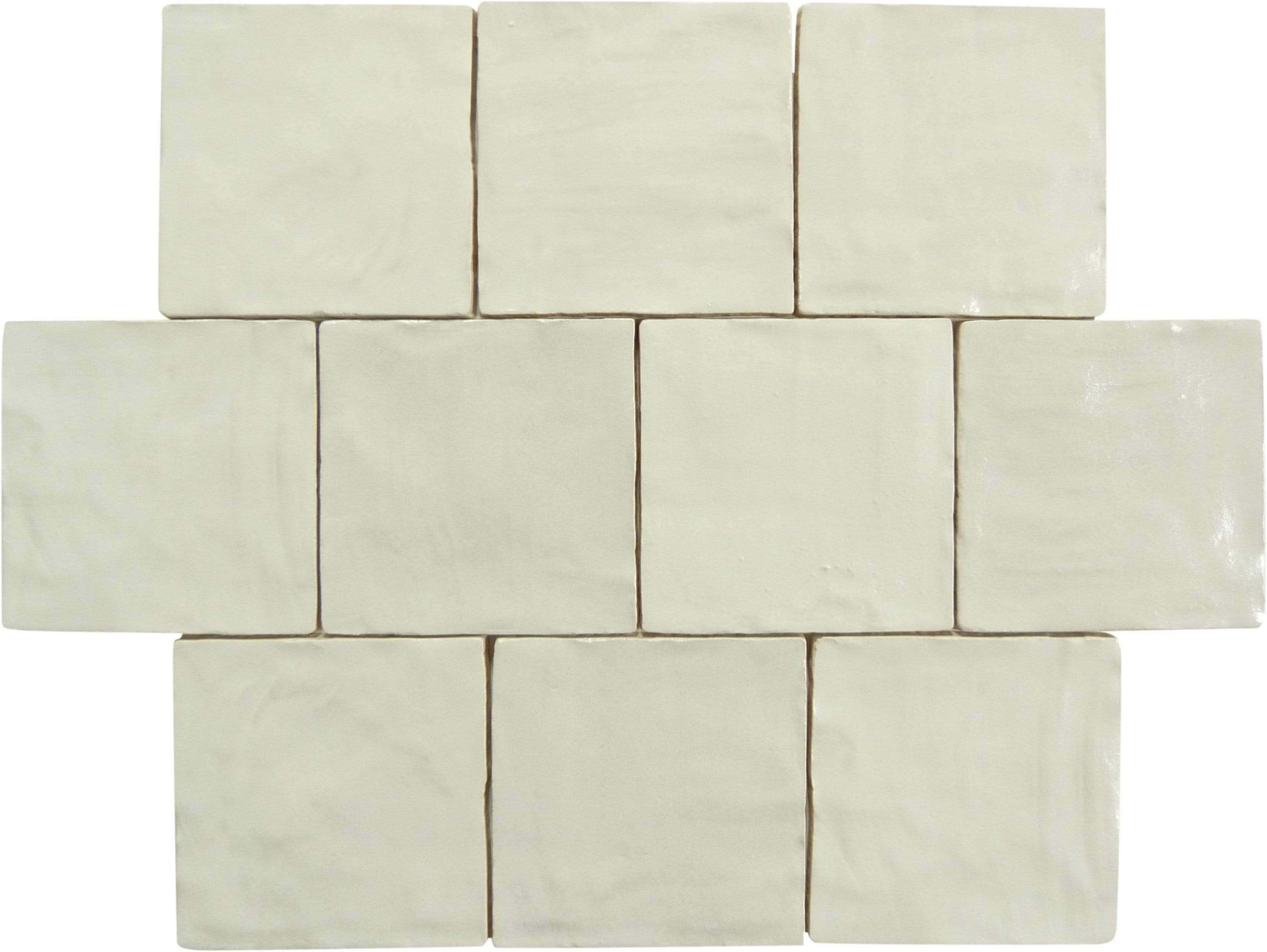 Jubilee Cream Puff 4" x 4" Square Shimmer Ceramic Tile Matrix Mosaics