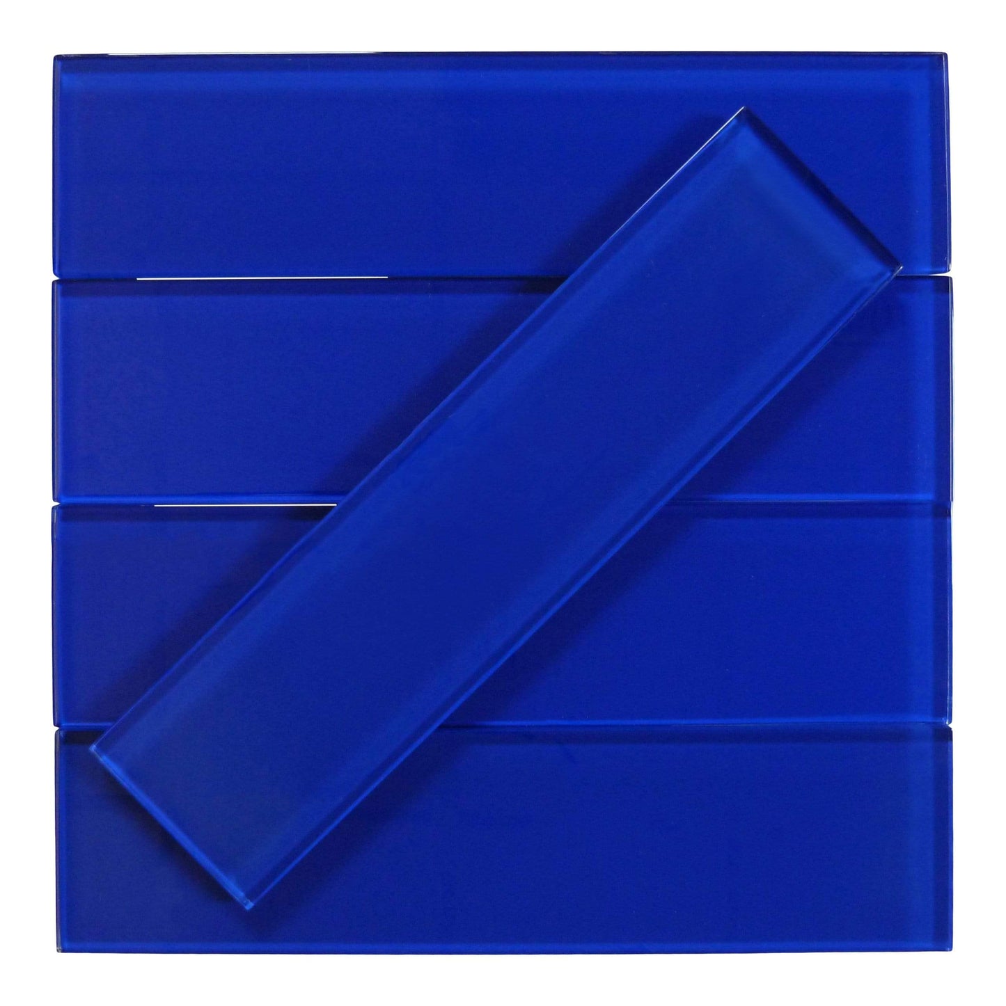 Crushed Velvet Blue 3" x 12" Glossy Glass Subway Tile Matrix Mosaics