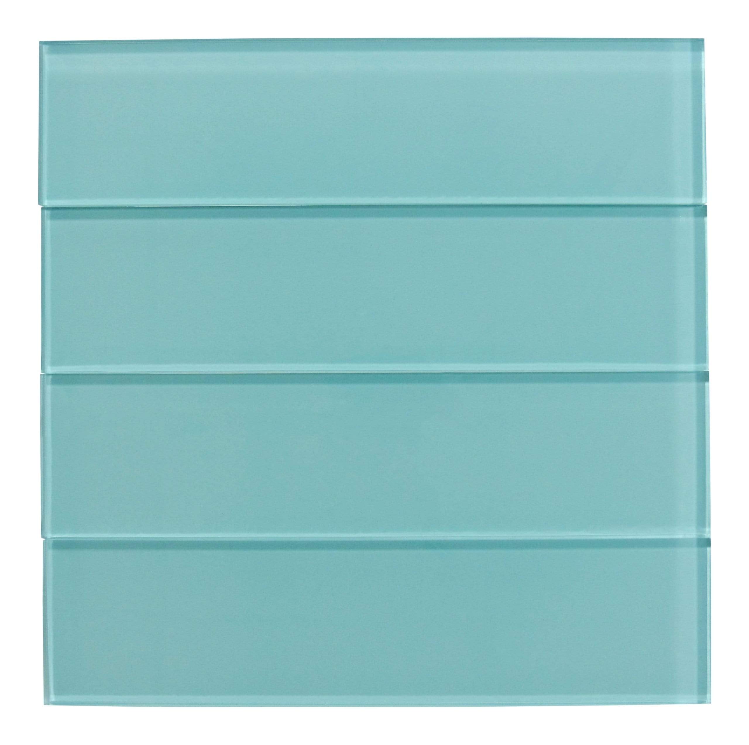 Crystal Oasis Aqua 3" x 12" Glossy Glass Subway Tile Matrix Mosaics