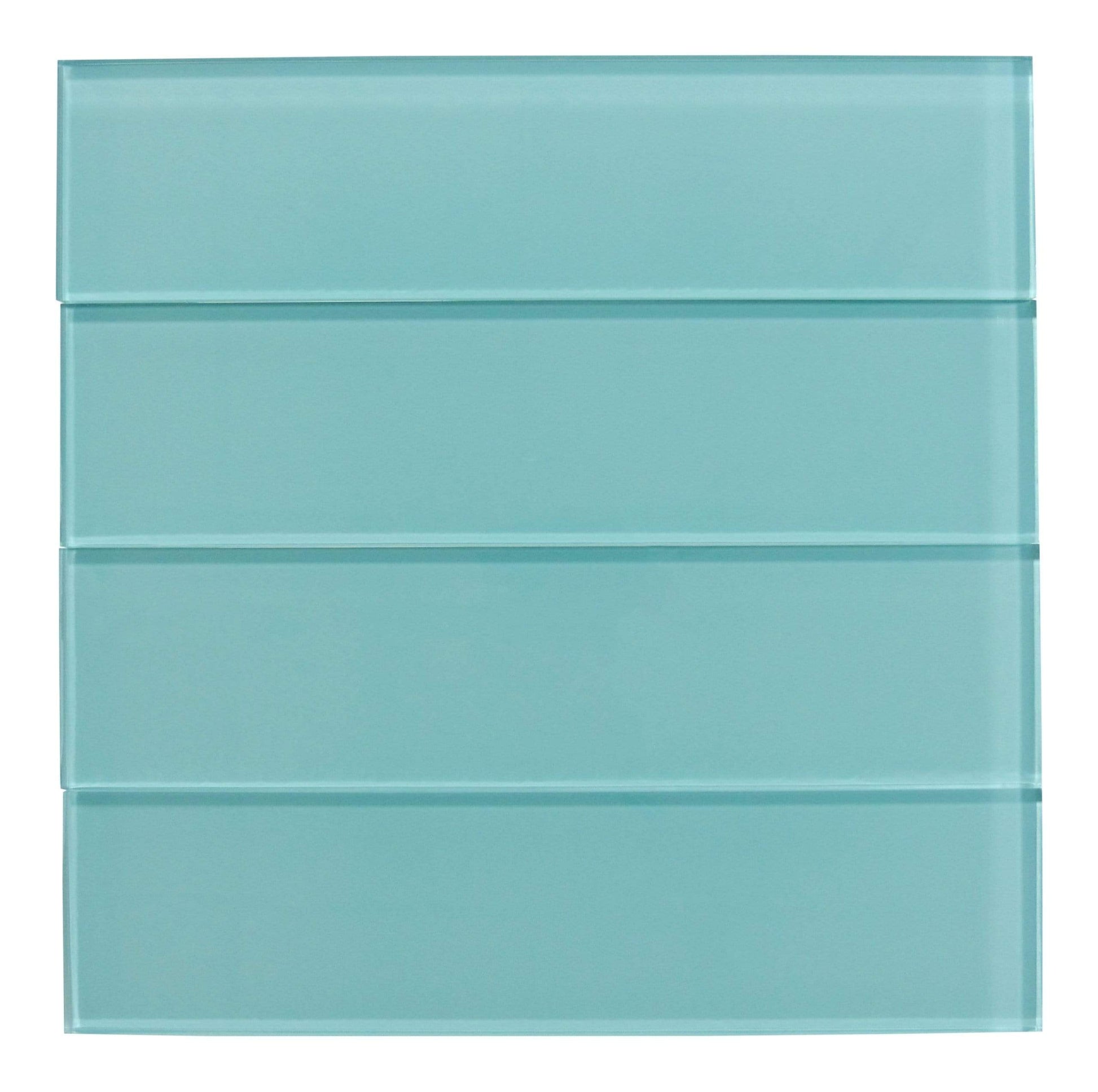 Crystal Oasis Aqua 3" x 12" Glossy Glass Subway Tile Matrix Mosaics